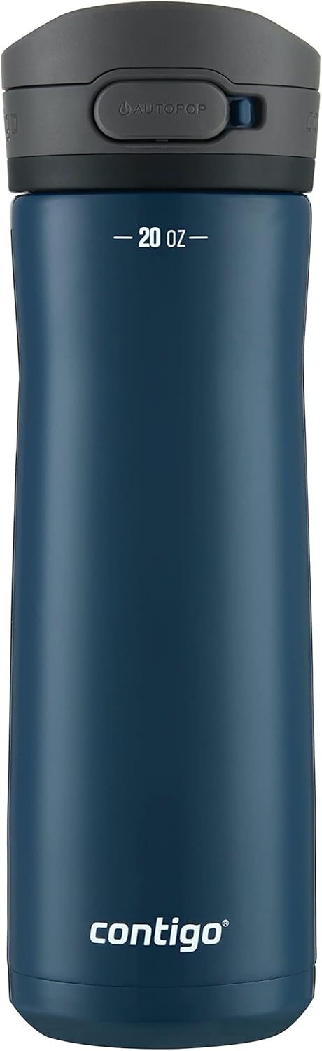 Contigo Jackson Chill 2.0, Vacuum-Insulated Stainless Steel Water Bottle with Secure Lid, Leak-Proof Travel Friendly, 20oz Capacity, Blueberry Color, Keeps Drinks Cold for 12 Hours