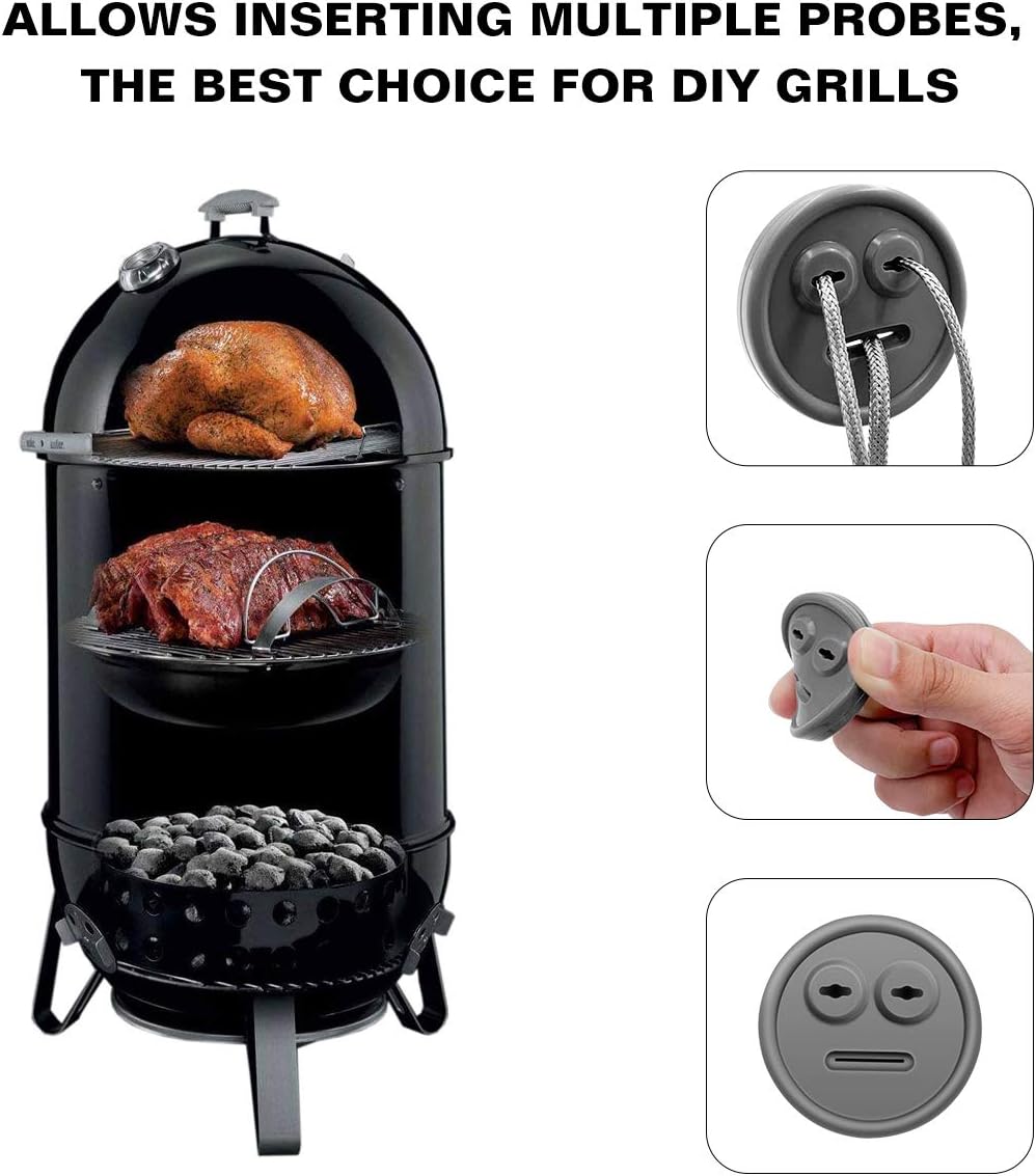 3 Pack Meat Thermometer Probe Grommet for Grill, Replacement for Weber 85037 Smokey Mountain Cookers Accessories, and Other Grills Probes Port