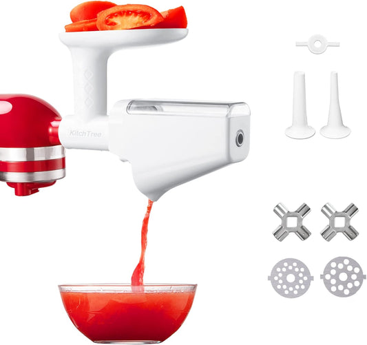 Fruit & Vegetable Strainer Attachment Set for KitchenAid - Includes Food Grinder Attachment and Sausage Stuffer Tubes, Compatible with KitchenAid Stand Mixers