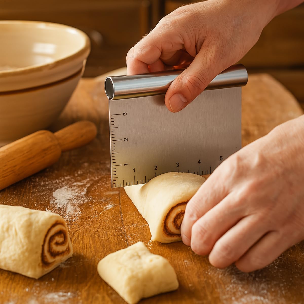 Mrs. Anderson's Baking Pastry Dough Cutter Scraper with Measurements, Stainless Steel