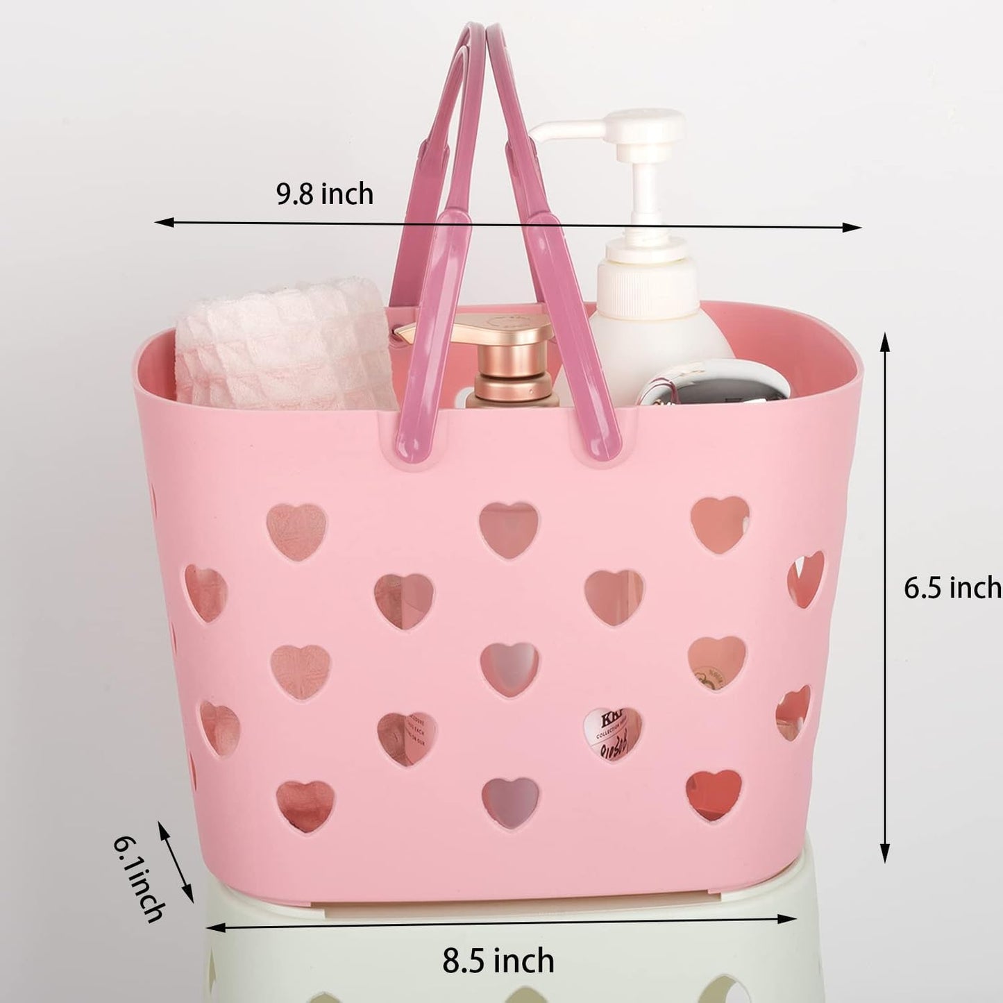 Anyoifax Portable Shower Caddy Tote Plastic Storage Basket with Handle Box Organizer Bin for Bathroom, Pantry, Kitchen, College Dorm, Garage - Pink
