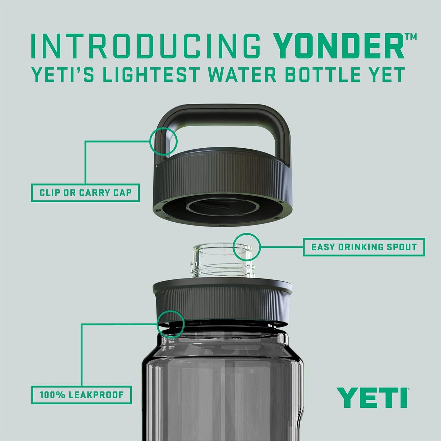 YETI Yonder Water Bottle with Yonder Chug Cap, Lightweight, Leakproof and BPA-Free