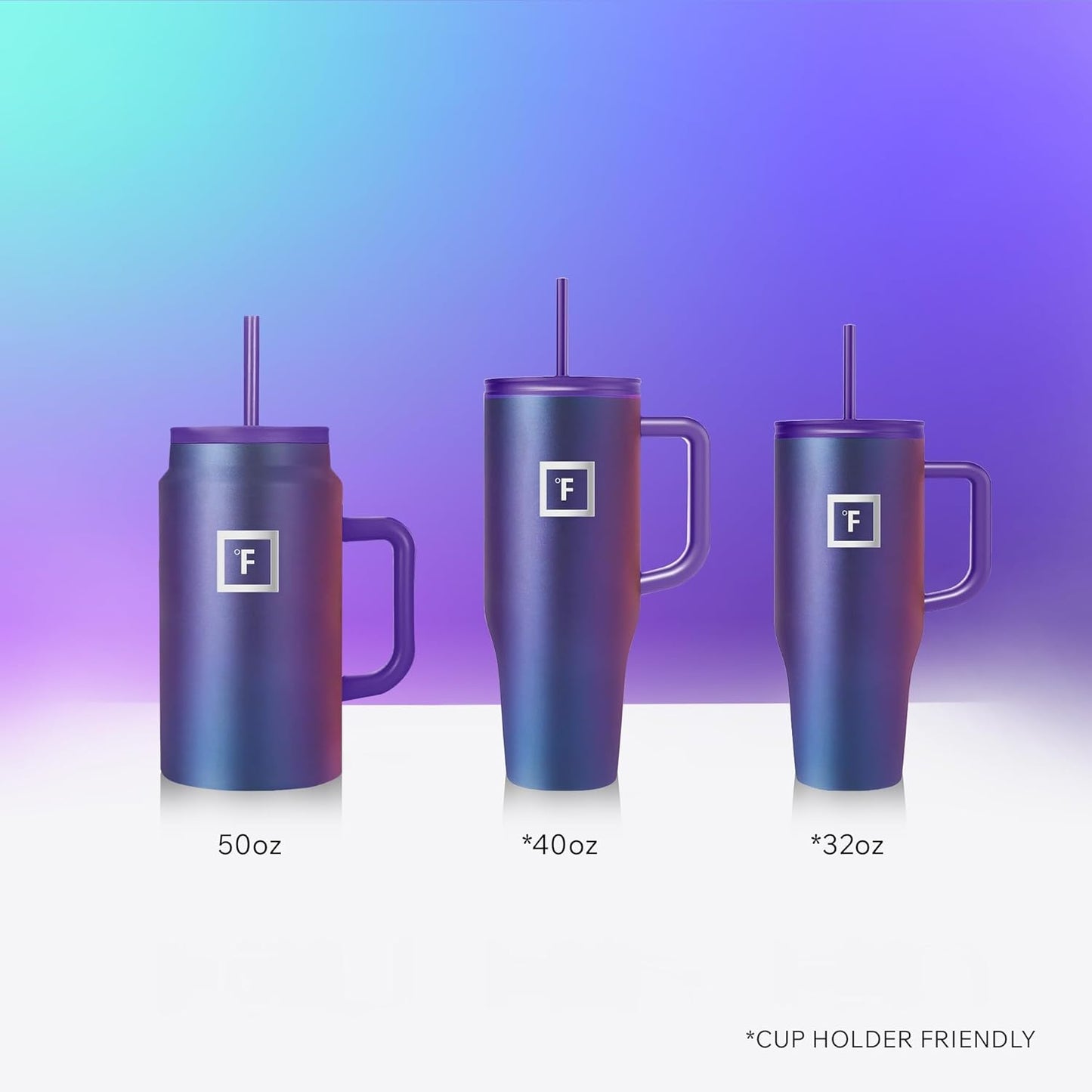 IRON °FLASK Co-Pilot Insulated Mug w/Straw & Flip Cap Lids - Cup Holder Bottle for Hot, Cold Drink - Leak-Proof - Water, Coffee Portable Travel Mug - Black, 50 Oz