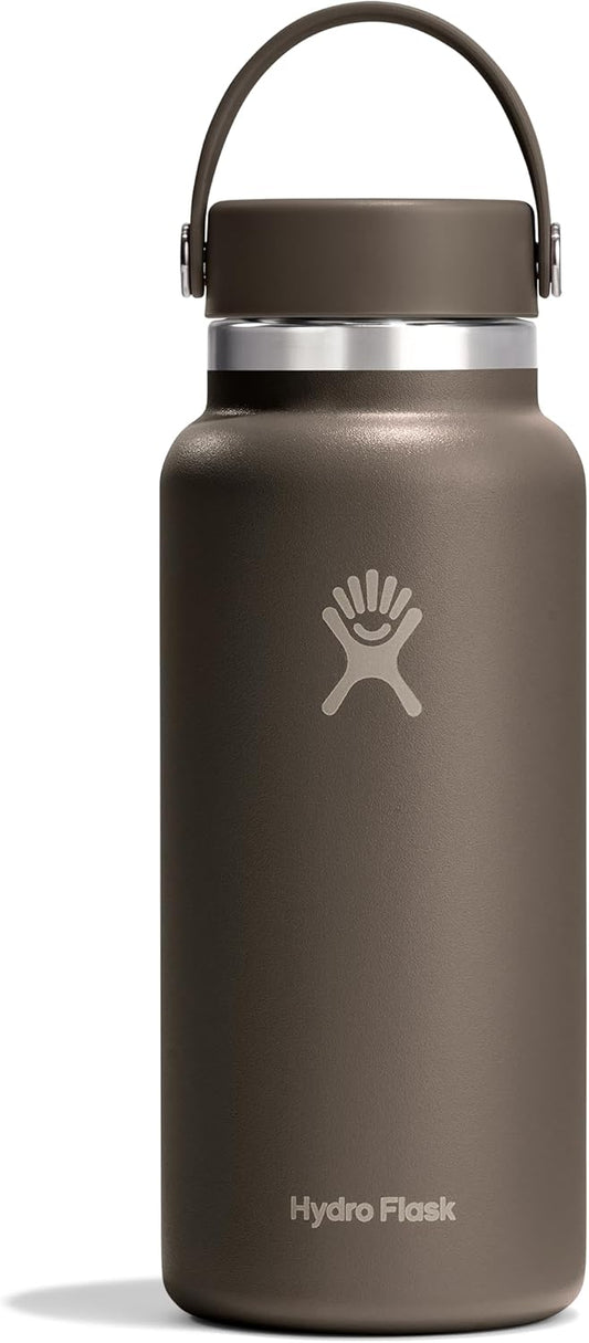 HYDRO FLASK Water Bottle - Insulated Stainless Steel - Wide Cap Lid, Non Spill, Leakproof 32 Oz Sandpiper