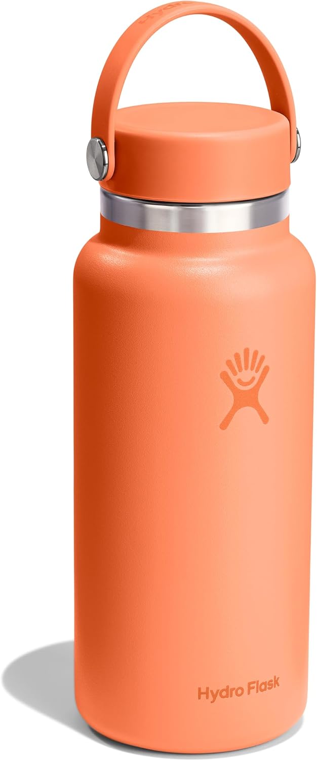 Hydro Flask Water Bottle - Insulated Stainless Steel - Wide Mouth Flex Lid, Non Spill, Leakproof in 32 Oz Nectar Orange