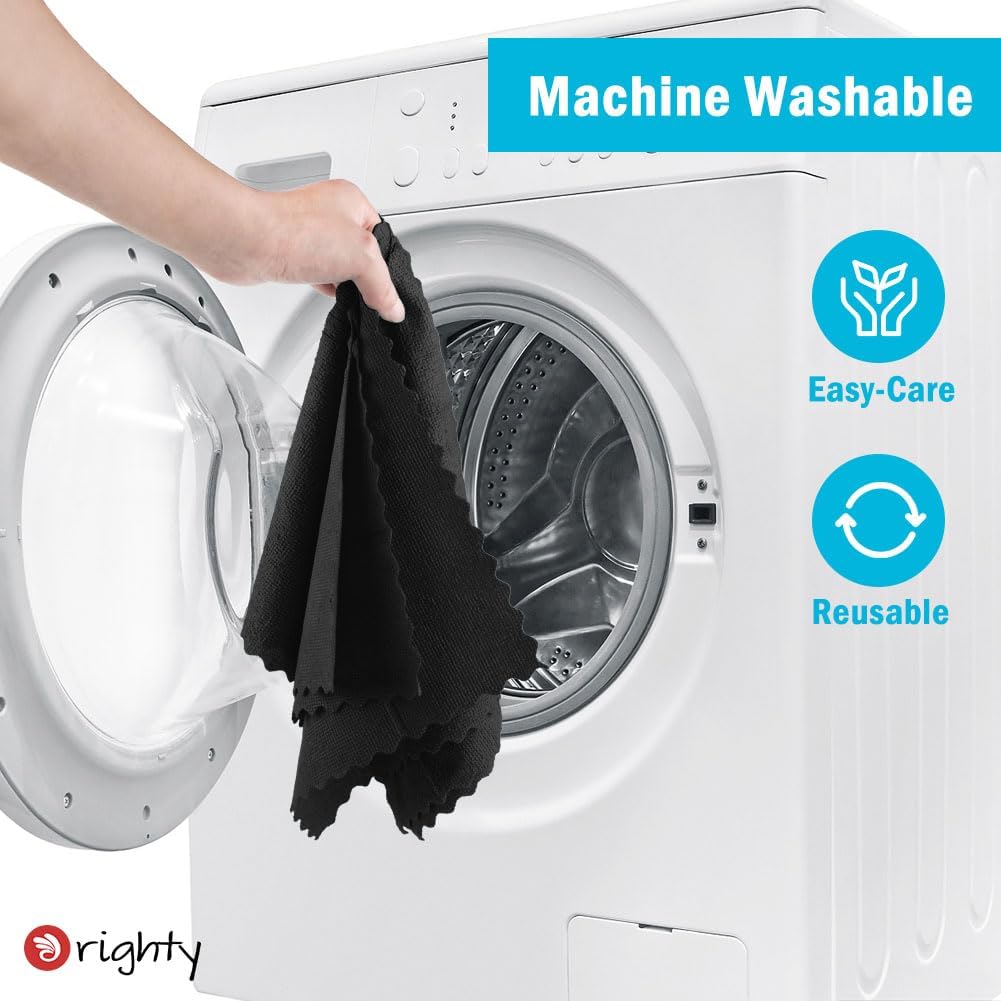 Orighty Black Microfiber Cleaning Cloth, 150 Pack Highly Absorbent Cleaning Supplies, Lint Free Kitchen Towels Cleaning Rags, Microfiber Towels for Cars, House, Window, 12x12 inch
