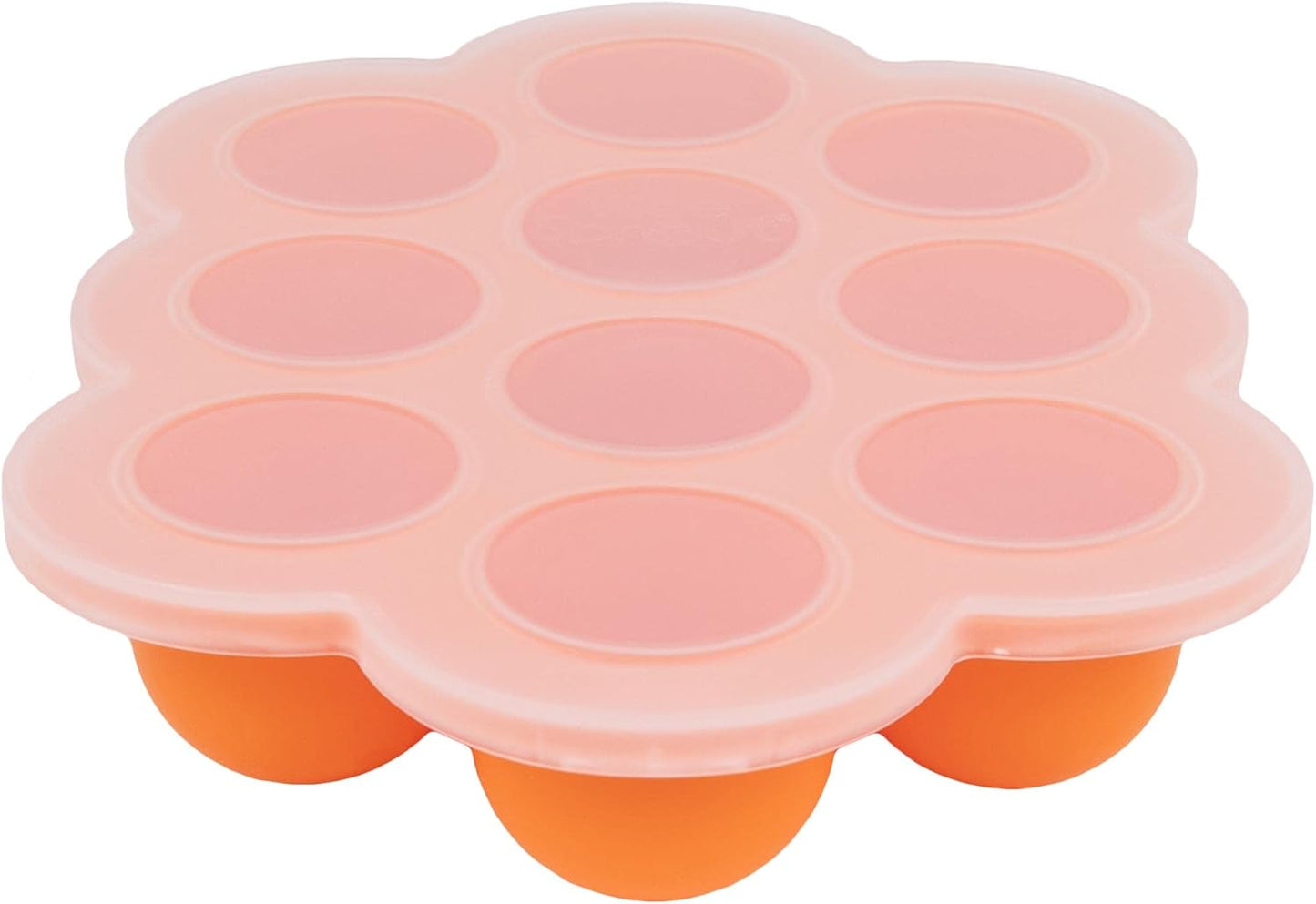 WeeSprout Silicone Freezer Tray with Clip on Lid Perfect Food Storage Container for Homemade Baby Food, Vegetable, Fruit Purees, and Breast Milk (Bright Orange, Ten 1.5 Ounce Sections)