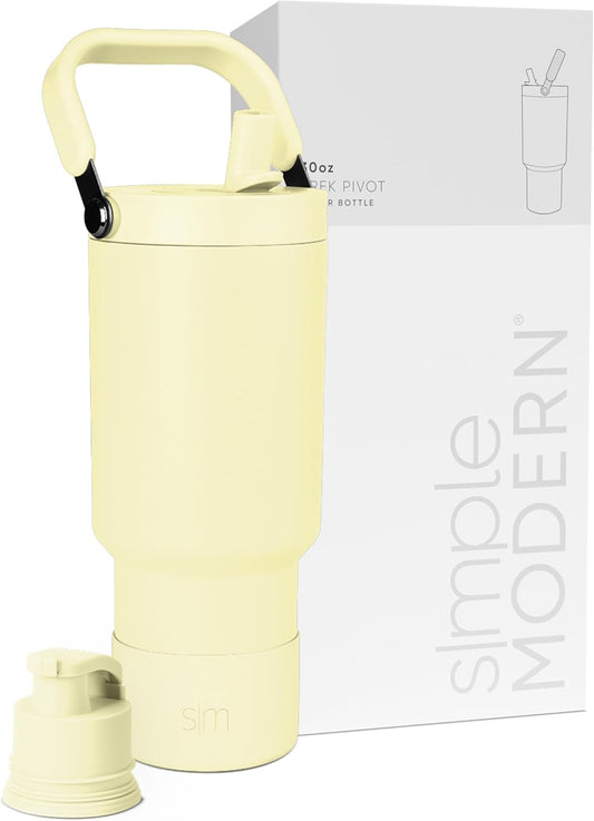 Simple Modern Trek Pivot | 30oz Flip Straw Tumbler with Handle | Water Bottle & Boot | Interchangeable Straw & Chug Lids | Insulated Stainless Steel Jug | Gym Sports Outdoors | Buttercup