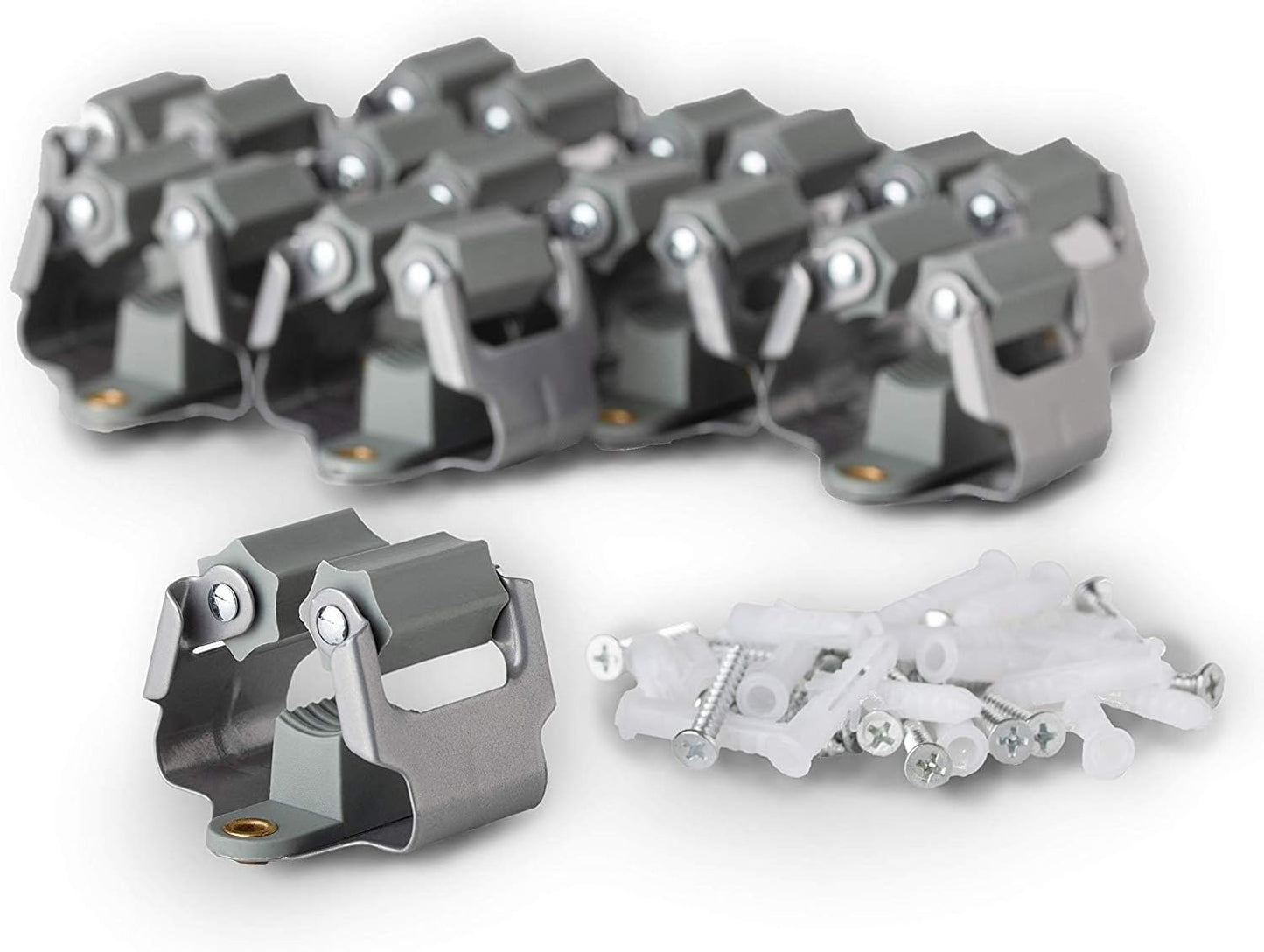 3-H Mop and Broom Holder Big Size Hanging 1 KG Extra,10 Pack Broom Hanger Wall Mount for Hanging and Organizing Shove Rake Yard Tools in Kitchen Shed Laundry Room Bathroom Garden(Grey)