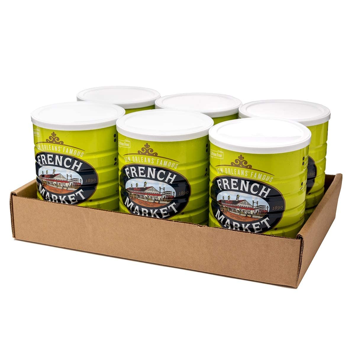 French Market 100% Pure Ground Dark Roast Chicory, Caffeine Free, 16oz Can (Pack of 6)