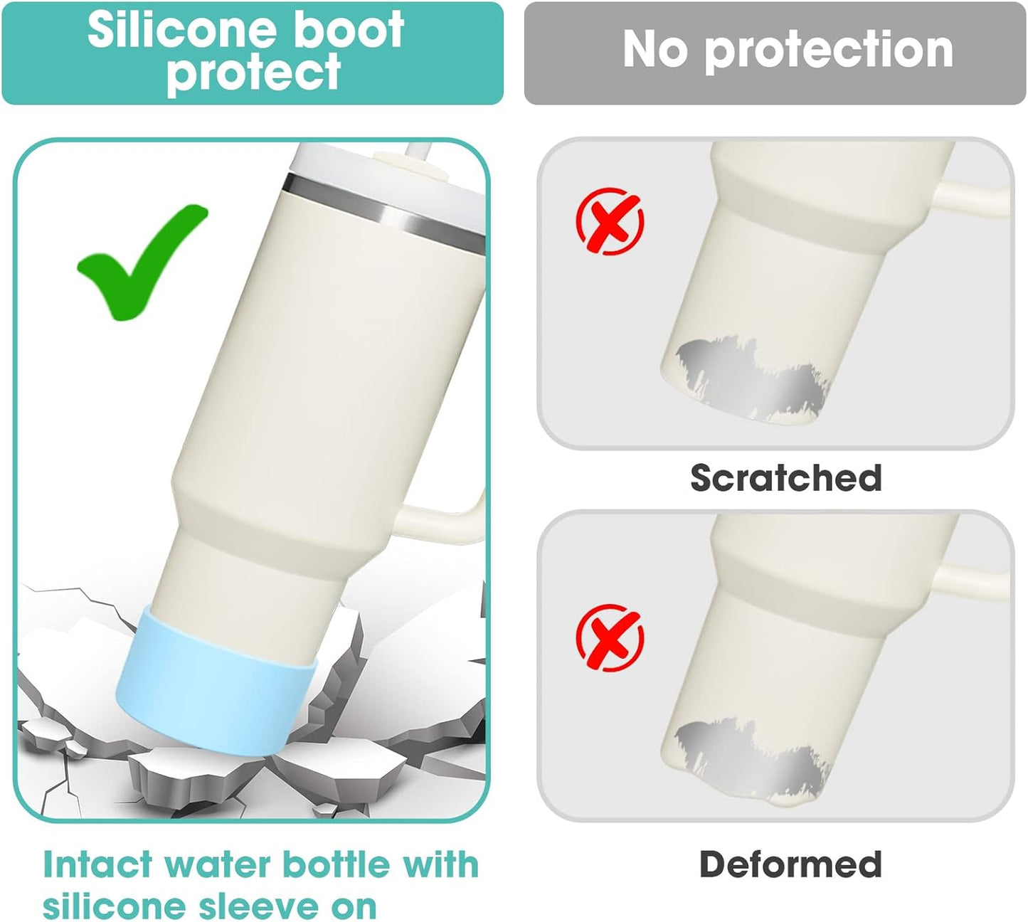 Upgrade 2PCS Protective Silicone Boot Bumper for Stanley Quencher Adventure 40oz 30oz IceFlow 20oz 30oz Tumbler, Water Bottle Bottom Sleeve Cover Accessories for Stanley Mug Cup(Red)