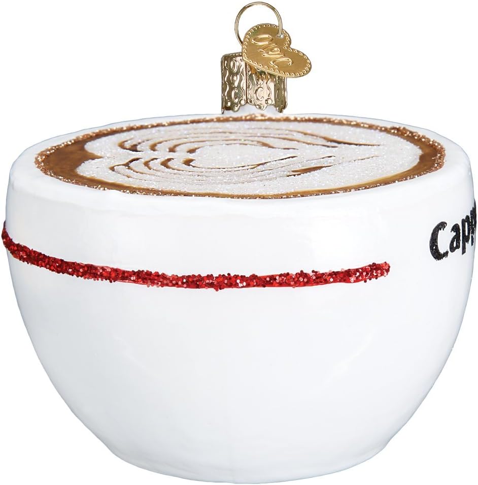 Old World Christmas Cappuccino Glass Blown Ornament for Christmas Tree, Handcrafted Holiday Decoration, Coffee Collection