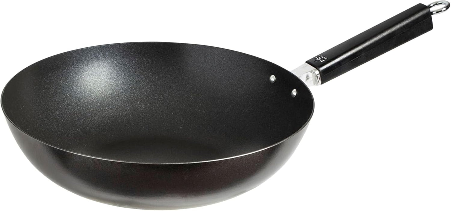JOYCE CHEN Professional Series 12-Inch Carbon Steel Excalibur Nonstick Stir Fry Pan with Phenolic Handle