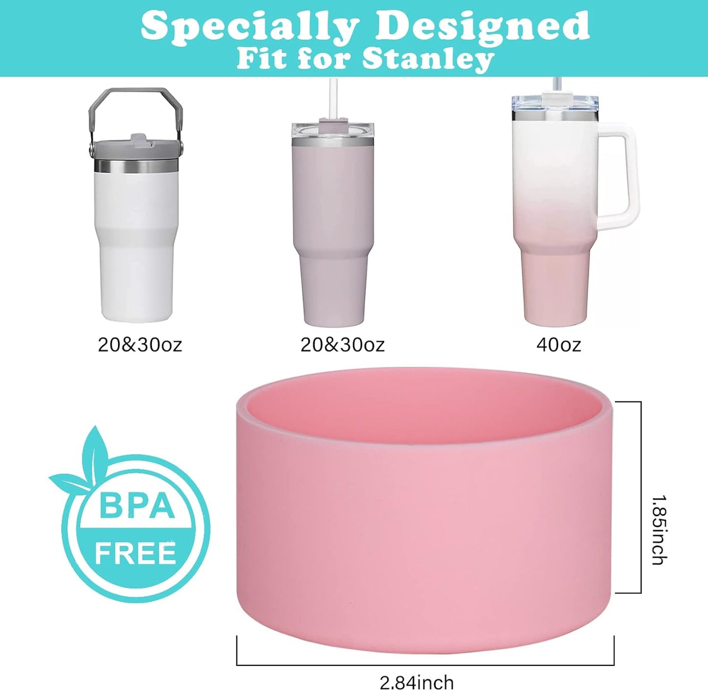 QIANHAI Protective Silicone Boots for Stanley Quencher Adventure 40oz Tumbler & IceFlow 30oz 20oz -Sport Water Bottle Bottom Sleeve Fits Hydro Flask -Stanley Cup Accessories (Mix-1RoseGreenWhite)