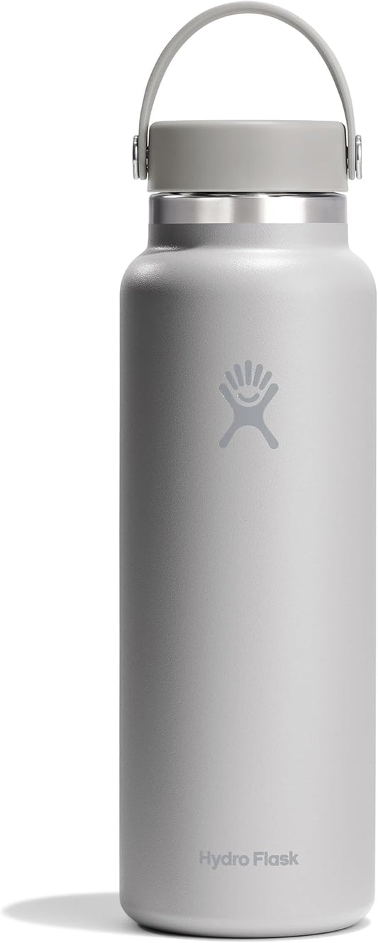Hydro Flask Water Bottle - Insulated Stainless Steel - Wide Mouth Flex Lid, Non Spill, Leakproof and Refillable in 40 Oz