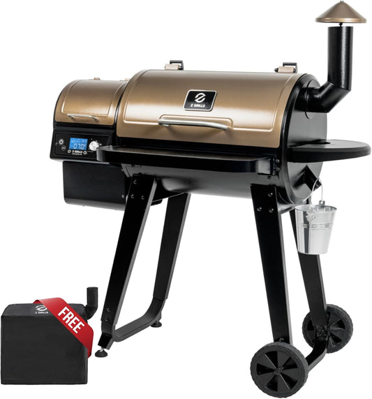 Z GRILLS ZPG-450A2 Wood Pellet Grill & Smoker, PID V2.1 Controller, 459 Sq in Cook Area, Foldable Shelf, Meat Probe, Rain Cover, 8 in 1 BBQ Grill Outdoor Auto Temperature Control, Bronze