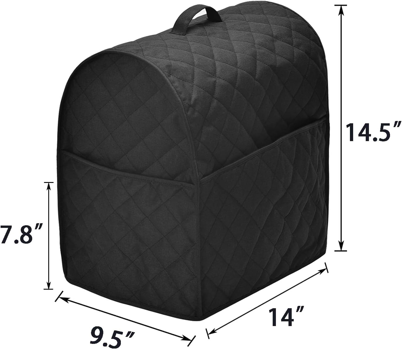 Stand Mixer Dust Cover with 3 Pockets Compatible with KitchenAid Tilt Head, Easy Cleaning，Can Ironable (Black, Fits for 4.5-Quart and All 5-Quart)