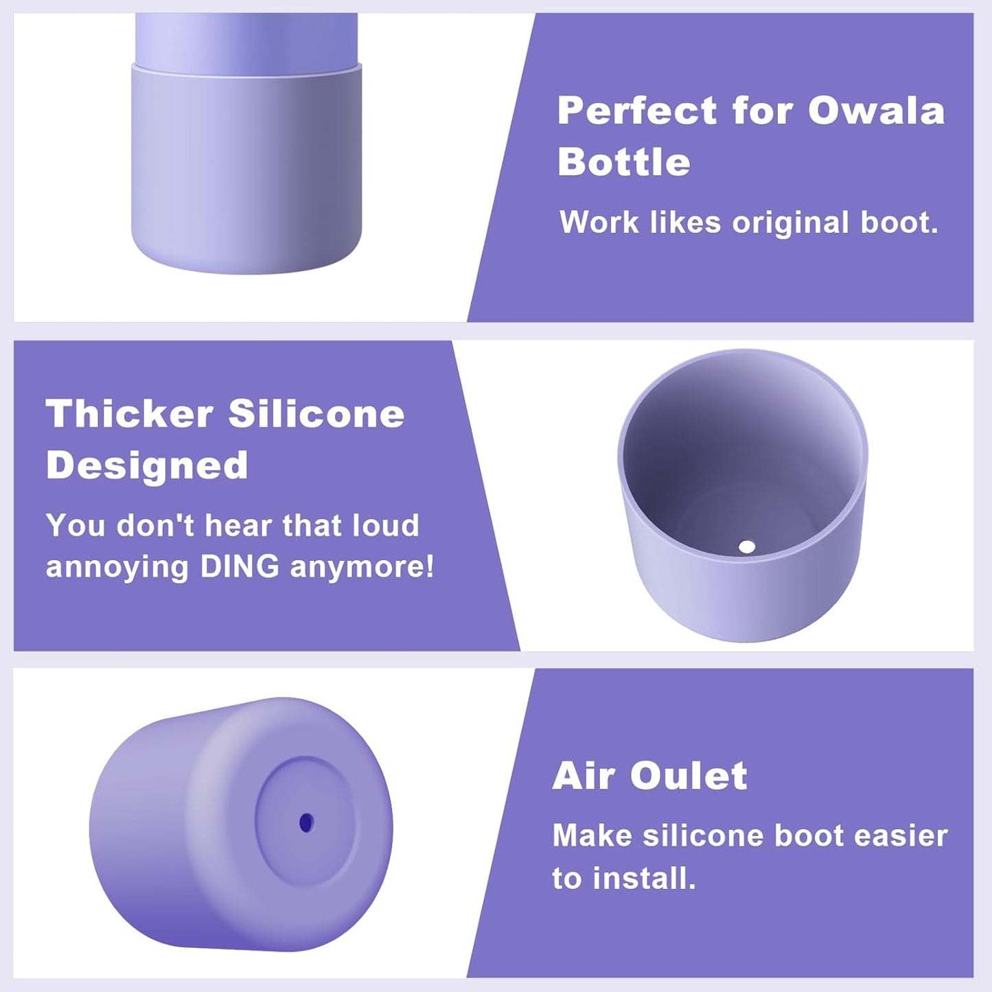 2PCS Silicone Water Bottle Boot for Owala 24oz 32oz 40oz, Protective Bottom Bumper Anti-Slip Sleeve for FreeSip, Twist, and Flip Stainless Steel Bottles, Dishwasher Safe and BPA Free