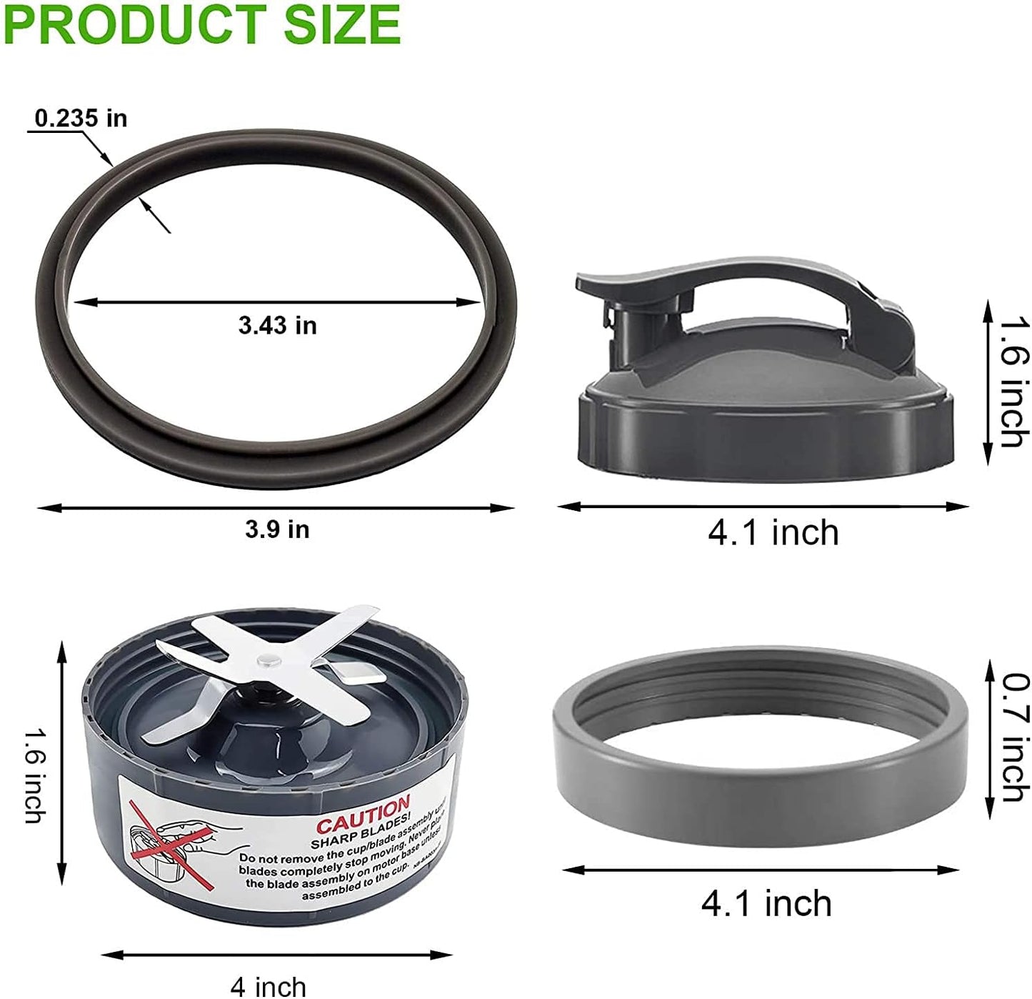 14 PCS Blender Extractor Blade and Cups for NutriBullet 600w and 900w Series, Replacement Parts Gasket Shock Pad and Gear(1 Blade, 3 Cups,1 Lids)