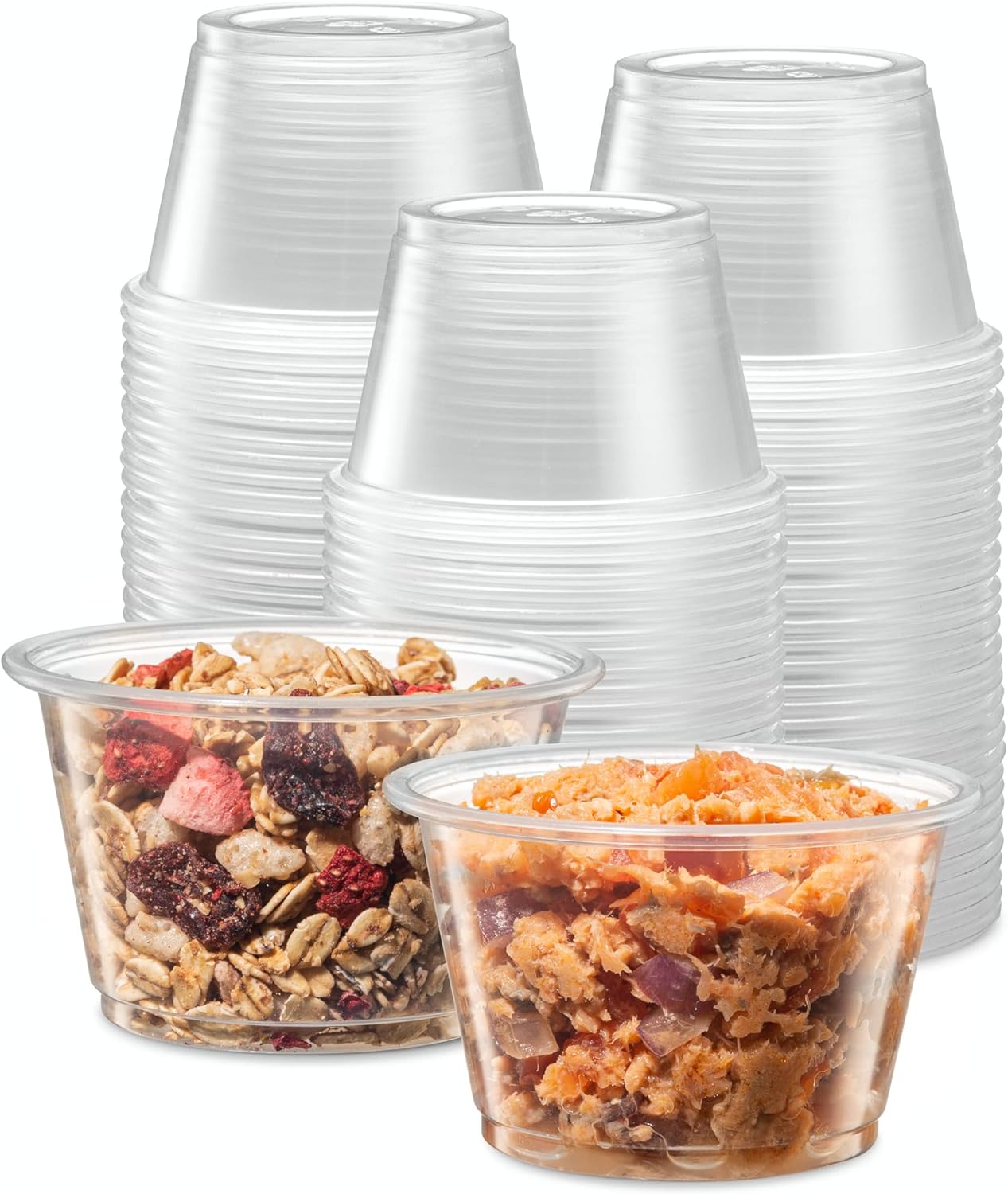 {4 oz,200 Cups} Clear Diposable Plastic Portion Cups No Lids, Small Mini Containers For Portion Controll, Jello Shots, Meal Prep, Sauce Cups, Slime, Crafts, Disposable Souffle Cups & Much more