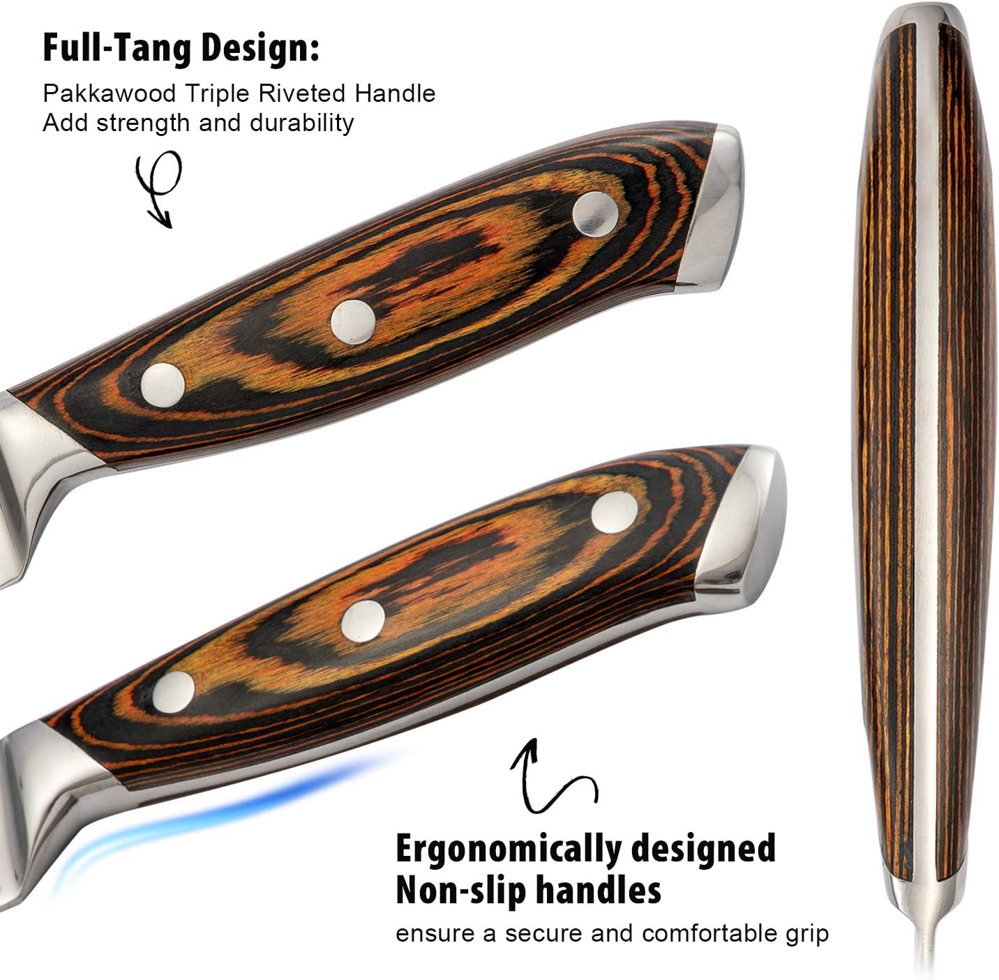 Kitchen Knife Set,15-Piece Knife Set With Block Wooden,Self Sharpening For Chef Knife Set,High Carbon Japan Stainless Steel Hammered Collection Knife Block Set with Steak Knives, Boxed Knife Set