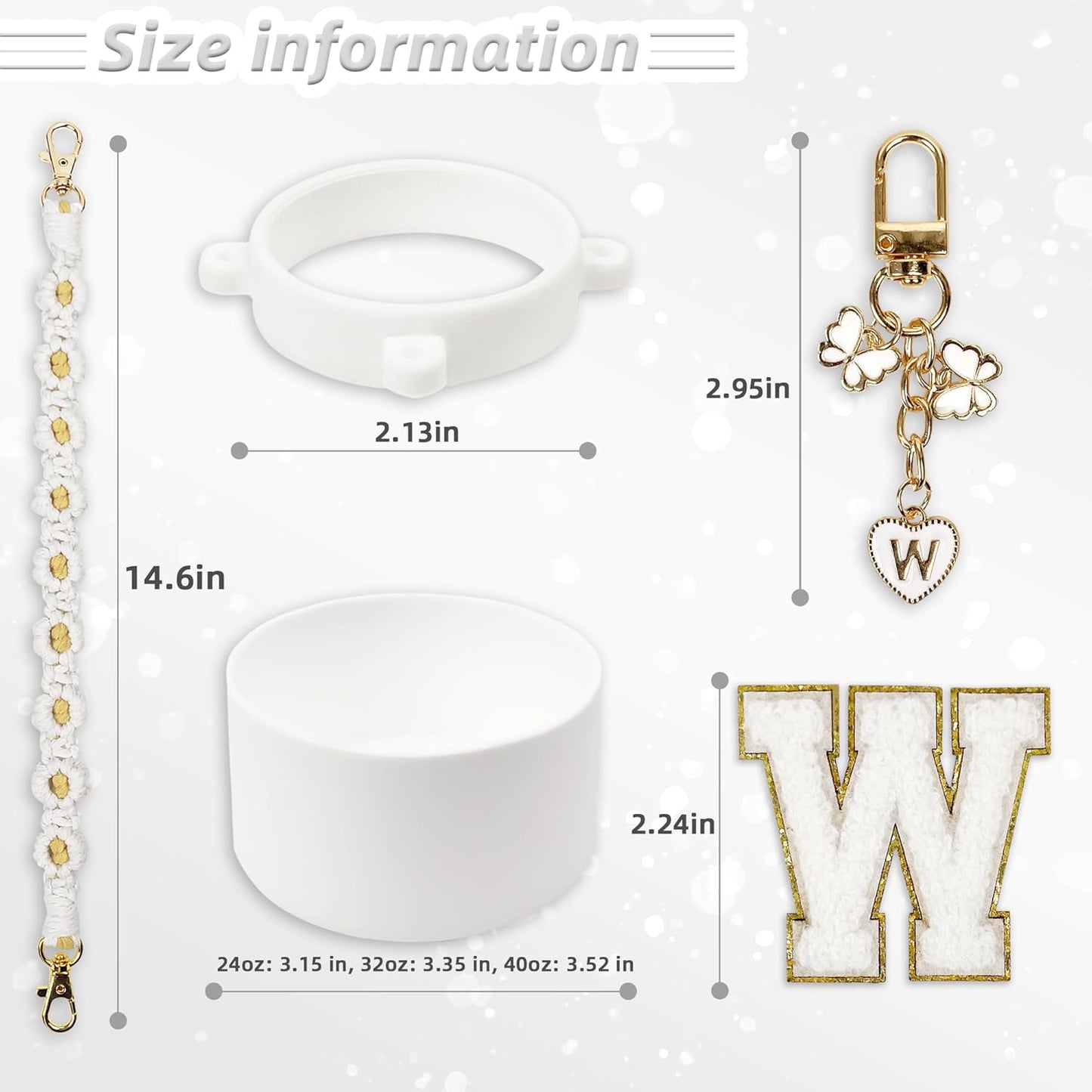 SITKOL Silicone Boot Cute Monogram Set Compatible with Owala Water Bottle 24 oz, 32 oz, 40 oz - Perfect Letter Owala Accessories for Owala Tumbler, Owala Free Sip, Pink Owala, Black Owala