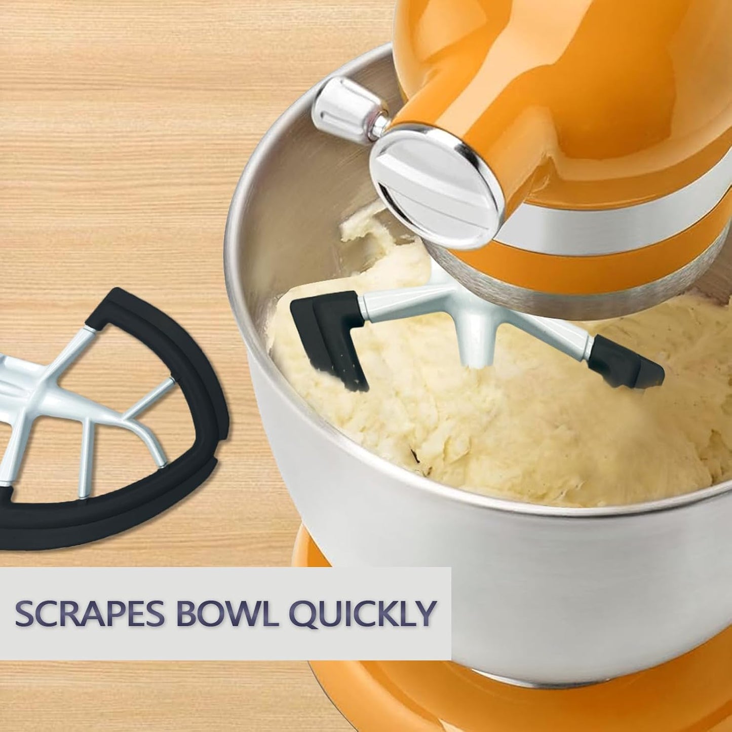 Flex Edge Beater for KitchenAid 4.5/5 QT Tilt Head Stand Mixer Fits 4.5-5 Quart Bowls,With Silicone Edges For Kitchen Aid Accessories and Attachments,Black