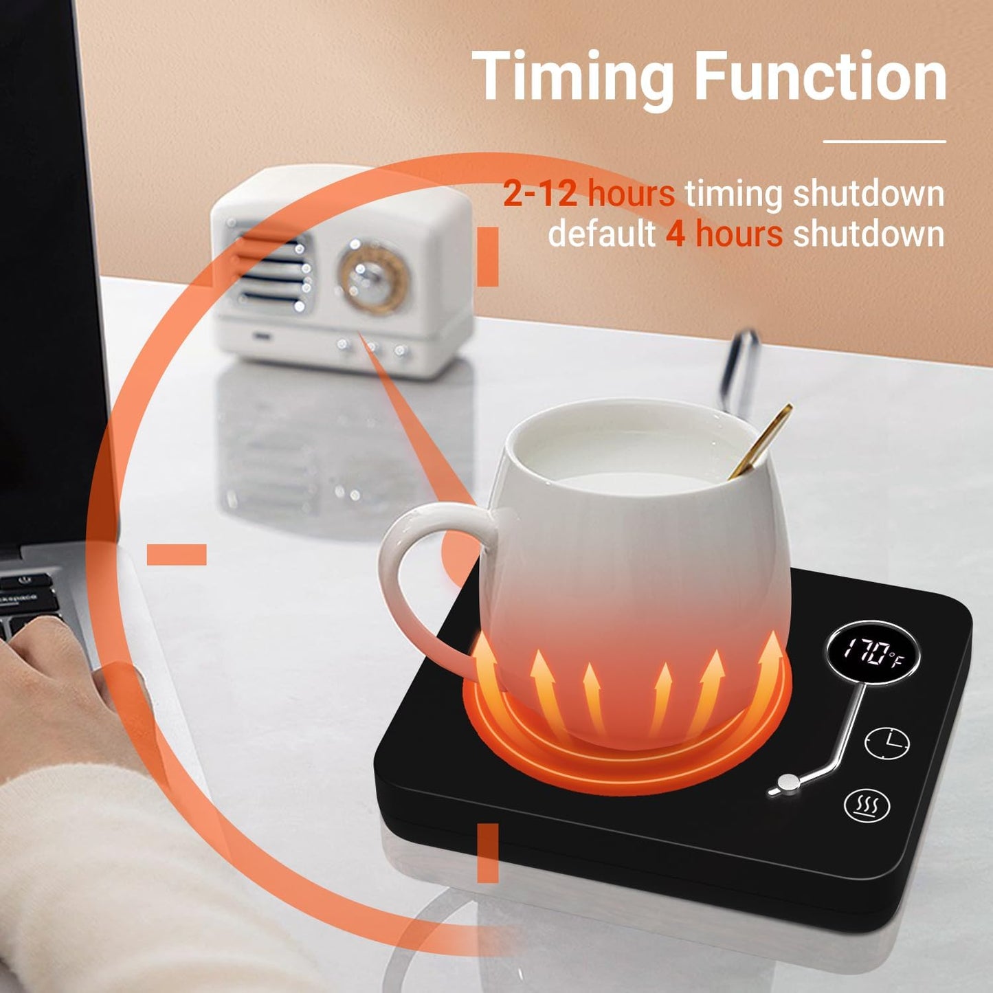 Coffee Mug Warmer, CEROBEAR Mug Warmer for Desk 3 Temperature Control 130℉/150℉/170℉, Cup Warmer with Auto Shut Off for Coffee Milk Tea Beverage-Black