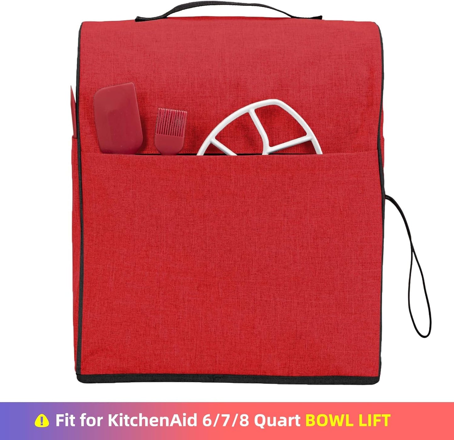 HOMEST Stand Mixer Cover Compatible with KitchenAid 6/7/8 Quart Bowl Lift，Dust Cover with Zipper Pocket for Accessories, Red (Patent Design)