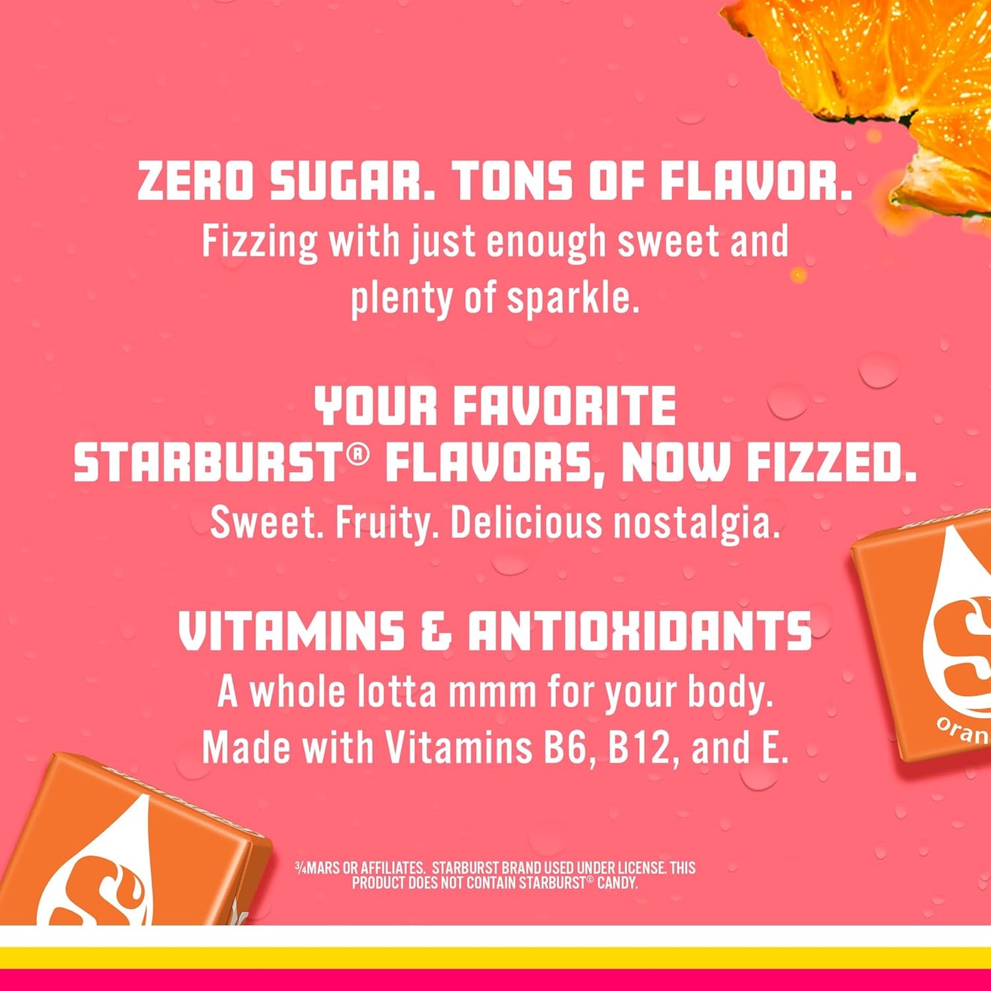 Sparkling Ice STARBURST Orange, Zero Sugar Flavored Sparkling Water, with Vitamins and Antioxidants, Low Calorie Beverage, 17 fl oz Bottles (Pack of 12).