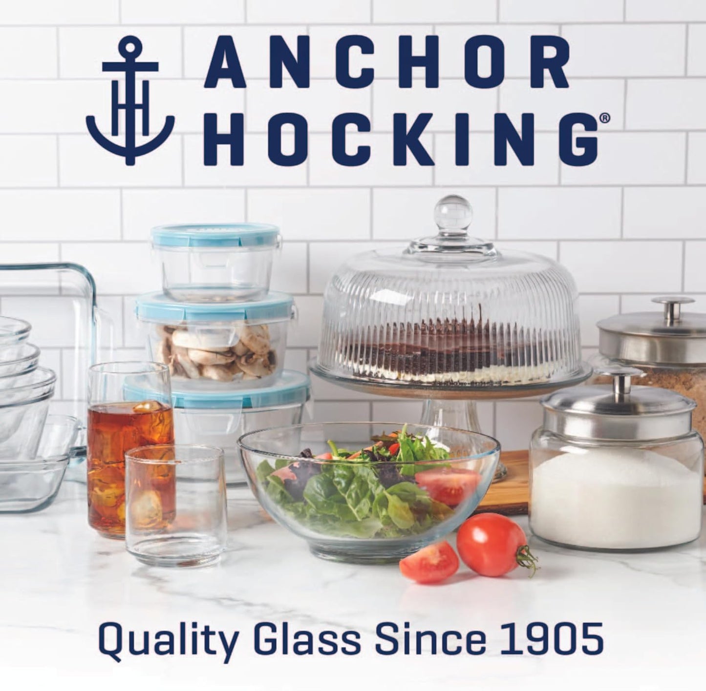 Anchor Hocking 1.5 Gallon Montana Glass Jar with Lid (2 piece, brushed metal, dishwasher safe)