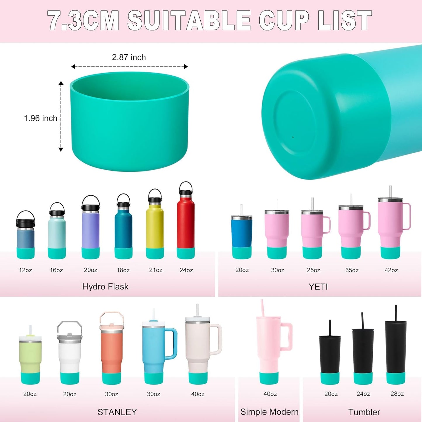 Silicone Boot for Hydro Flask 12-40 OZ Water Bottle, Boot for Stanley Cup 40 30 OZ, Bottom Boots for Hydroflask Sports Water Bottles, Silicone Bottom Cover Sleeve