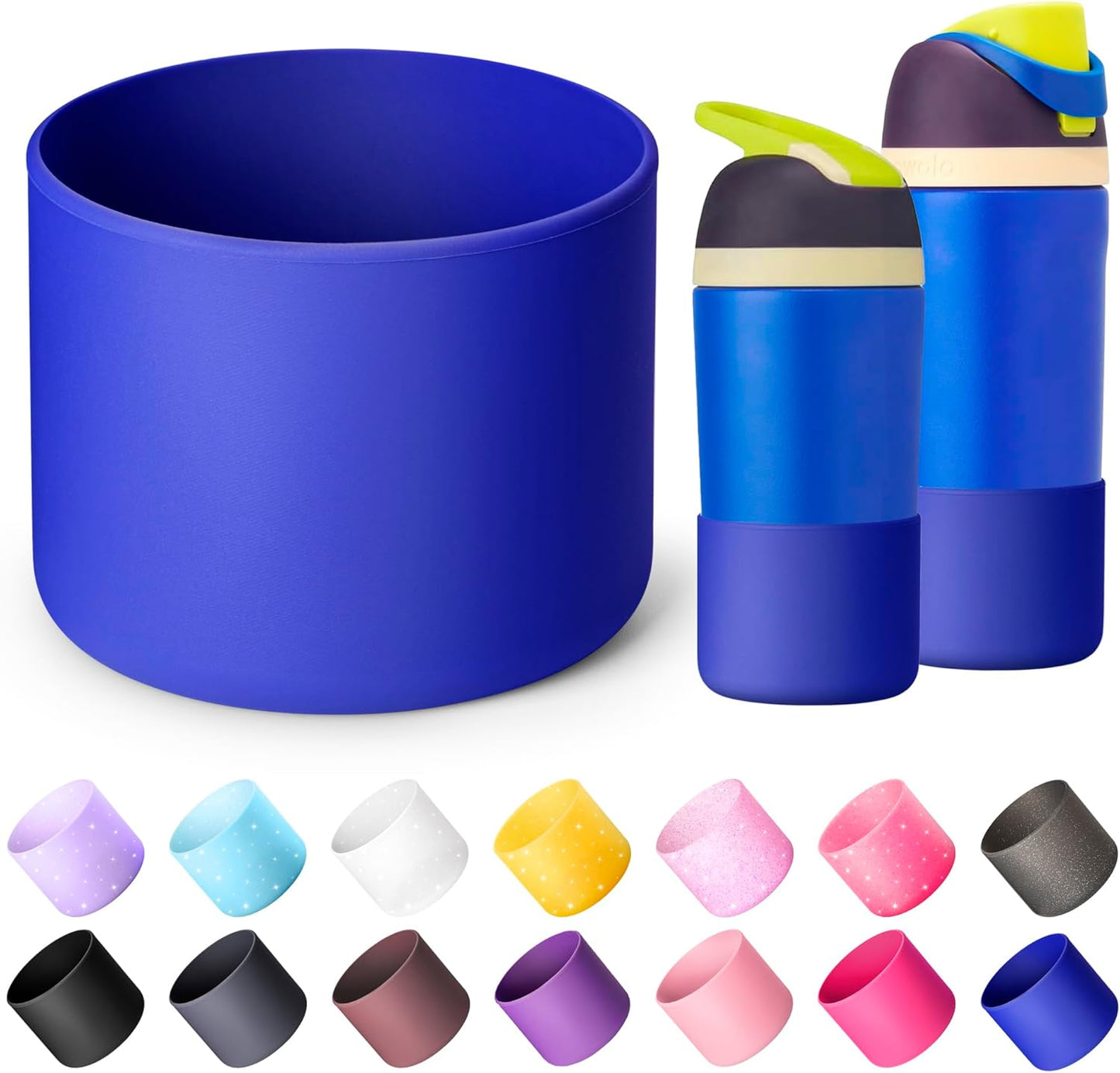 Silicone Water Bottle Boot for Owala 14/16oz, Anti-Slip Protective Sleeve Bottom Bumper Protector for Owala Kids 12 oz Tumbler, Flip 14 oz and FreeSip 16 oz Water Bottle (Navy)