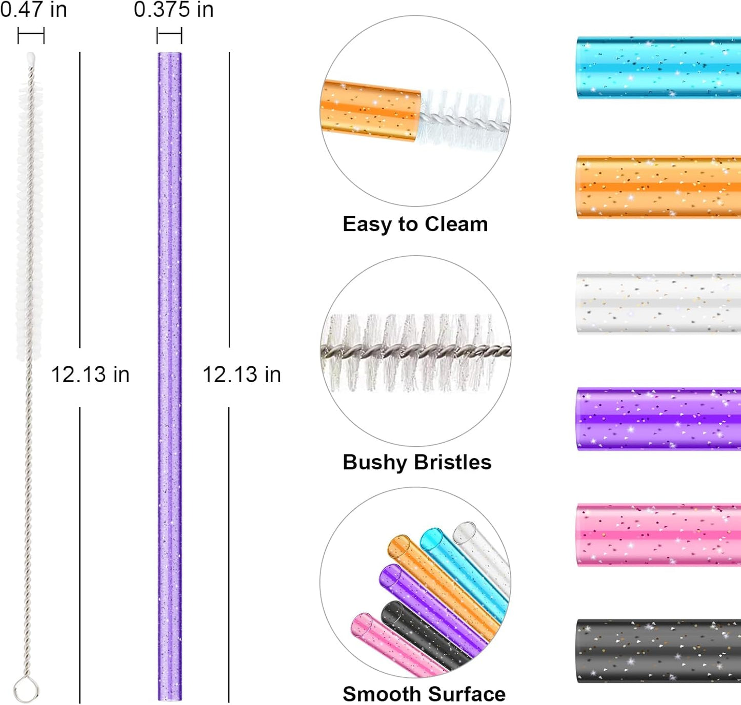 6 PCS Replacement Straws for Stanley|Simple Modern|Owala 40 oz 30 oz 20 oz 14 ozTumbler, Reusable Color Drinking Straws with Cleaning Brush for Stanley Cup Accessorie，BPA Free, Dishwasher Safe