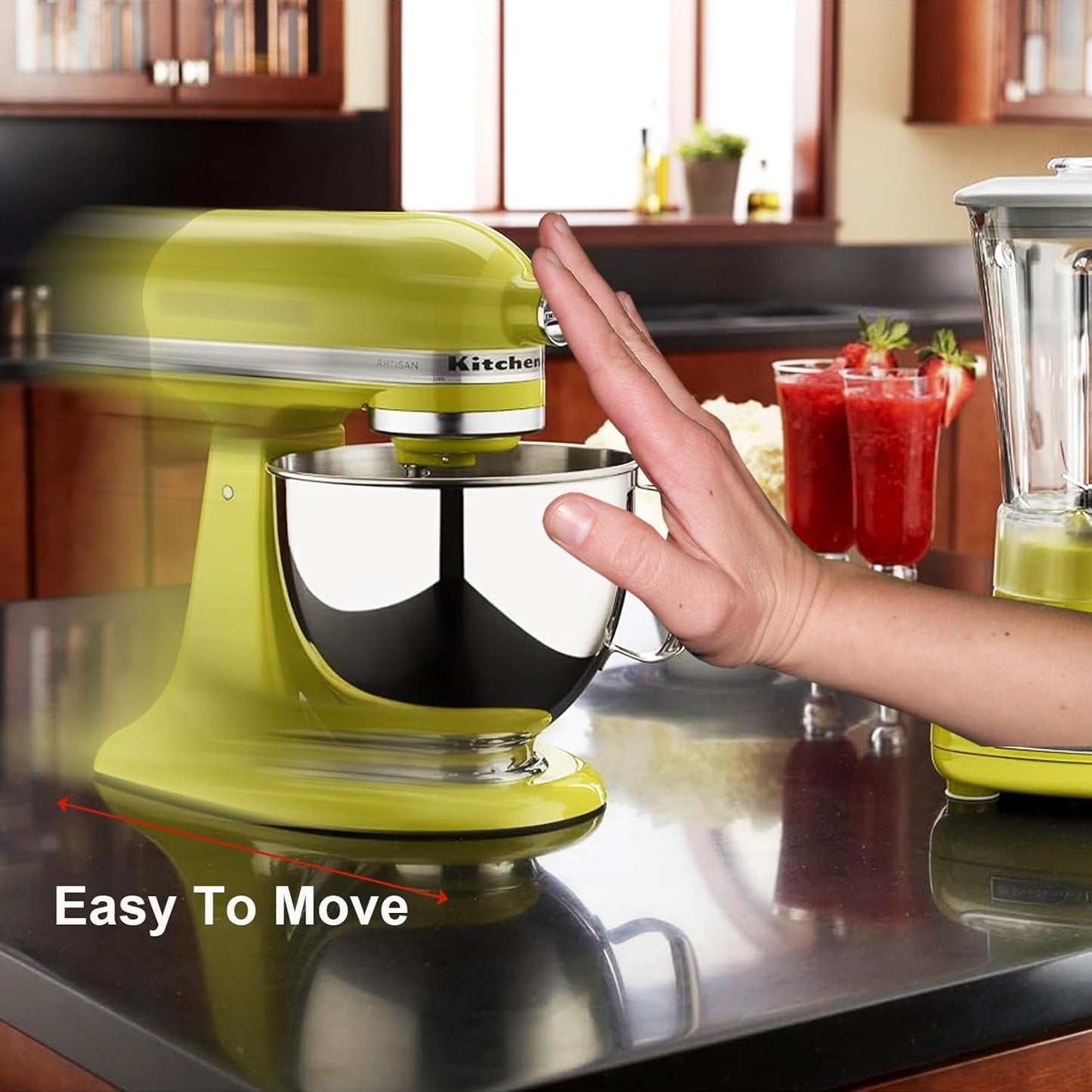 Mixer Slider Mat for KitchenAid 4.5-5qt Stand Mixer -Sliding Mats Slide Mover Pad Compatible with KitchenAid 4.5-5 Qt Tilt-Head Stand Mixer, 5PCS DIY Adhesive Teflon Self-Stick Appliance Sliders