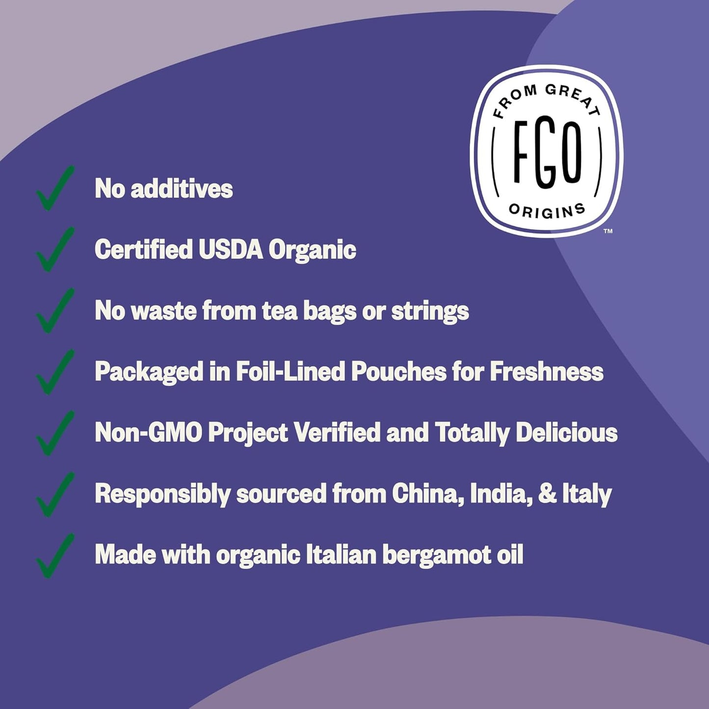 FGO Organic Earl Grey Black Tea, 16 Ounce Loose Leaf Bulk Resealable Bag, 16oz, Packaging May Vary (Pack of 1)