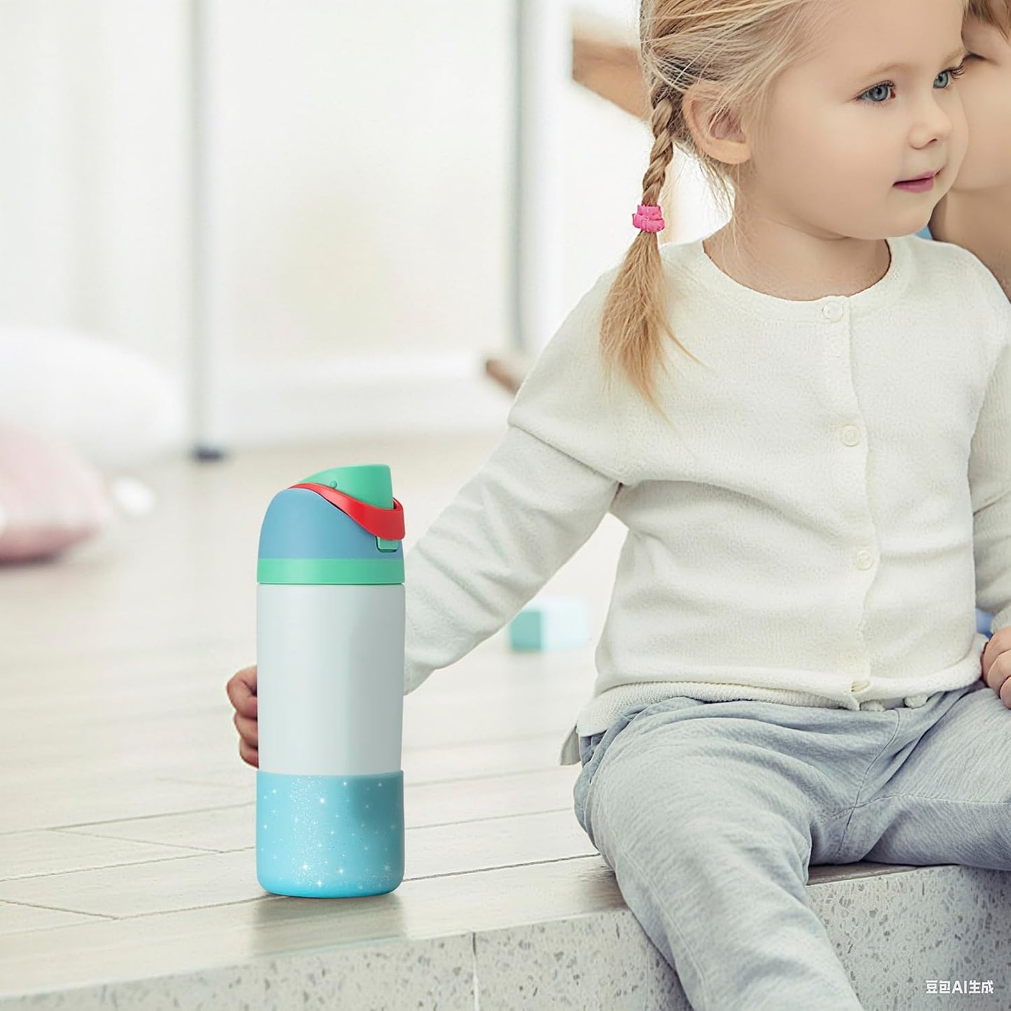 Silicone Boot for Owala 14/16 oz Water Bottle, Anti-Slip Protective Sleeve for Owala 12 oz Kids Tumbler, Boot Bottom Base fit Flip 14 oz Insulated Stainless-Steel Water Bottle (Glitter Blue)