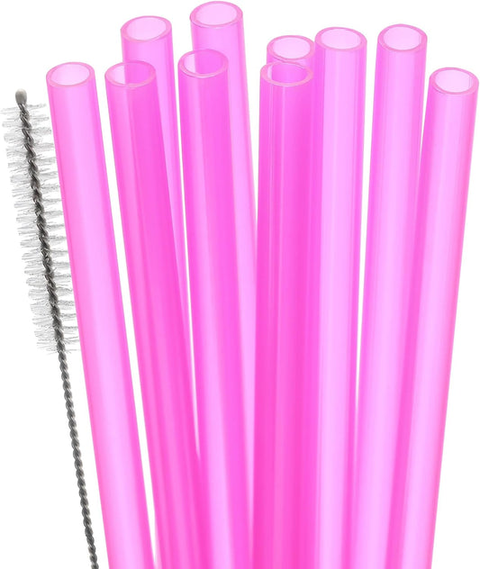 Dakoufish Replacement Straw for Stanley|Owala|Simple Modern 40oz 30oz Tumbler,10 Pack 12 Inch Rose Reusable Straws With Cleaning Brush for Stanley Cup Accessorie,BPA Free,Dishwasher Safe
