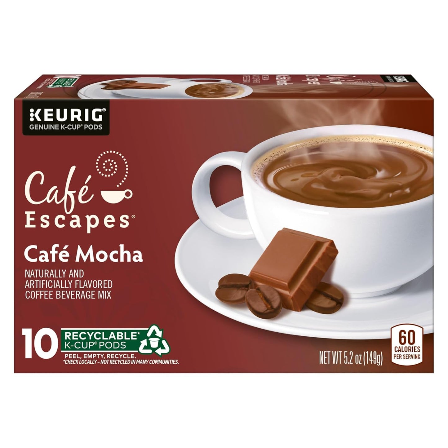 Café Escapes Café Mocha Coffee Beverage, Single-Serve K-Cup Pods, 60 Count