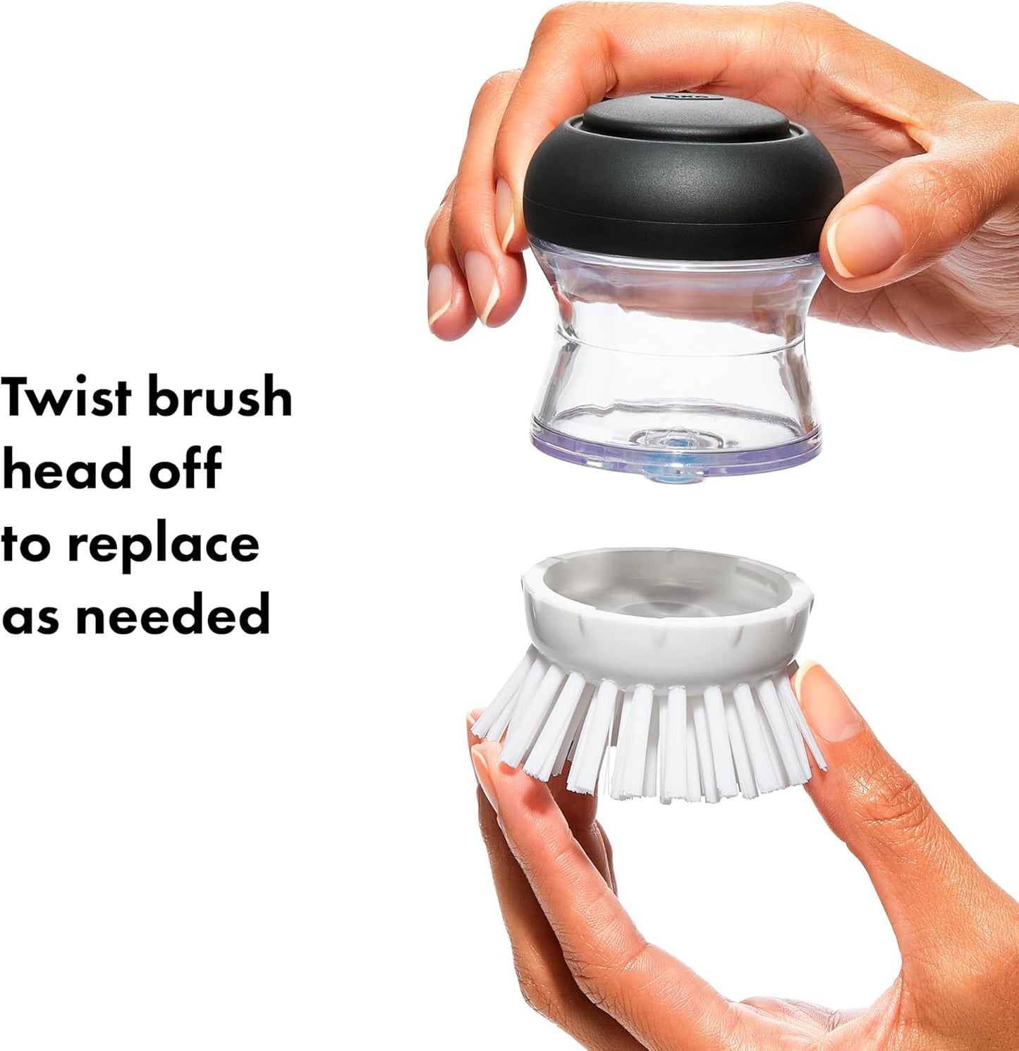 OXO Good Grips Soap Dispensing Palm Brush Refills – 4-Pack, Brush Head Replacement, Dish Brush Head Replacement, Scrub Brush Replacement Heads, Dispense soap on Demand