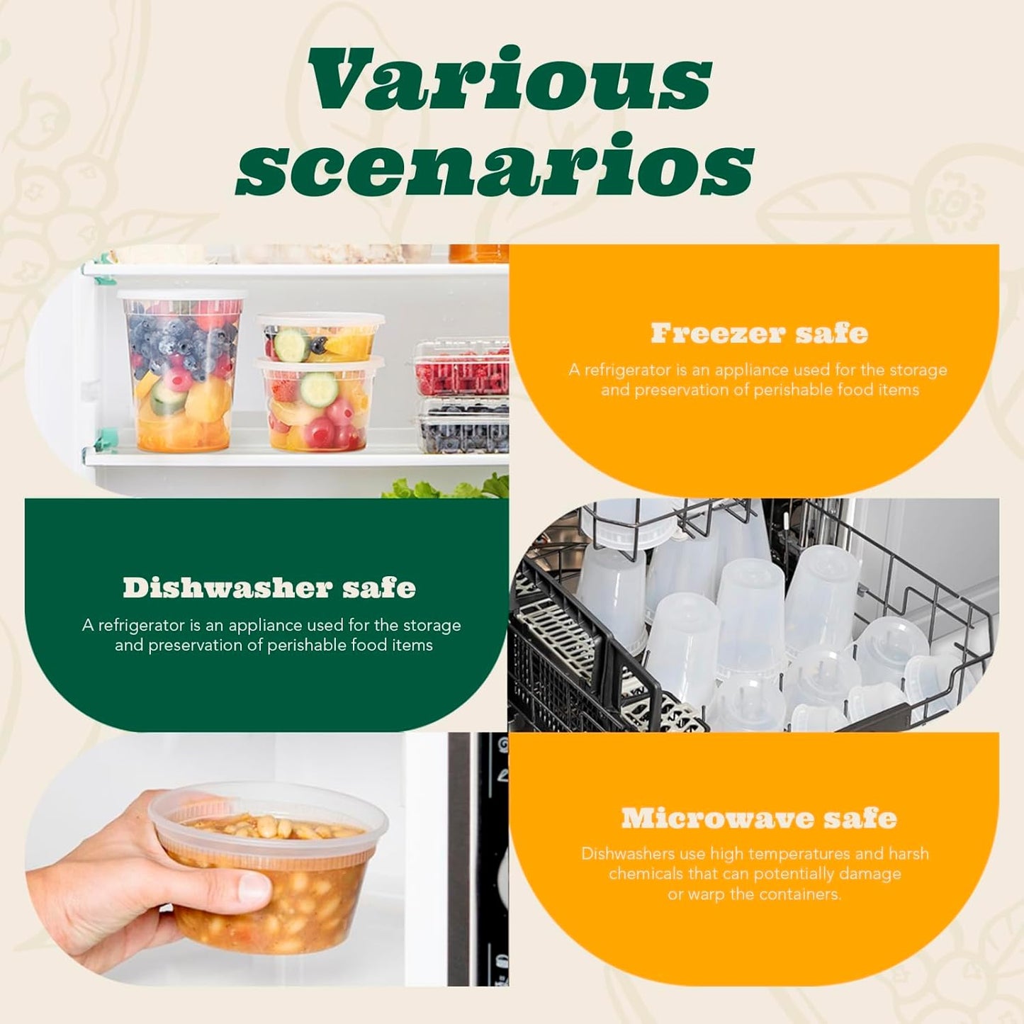 Glotoch Express 8oz & 16oz Combo Pack Food Containers with Lids, BPA-Free Plastic Deli Cups, Leakproof, Microwave/Freezer/Dishwasher Safe, 240 Pack