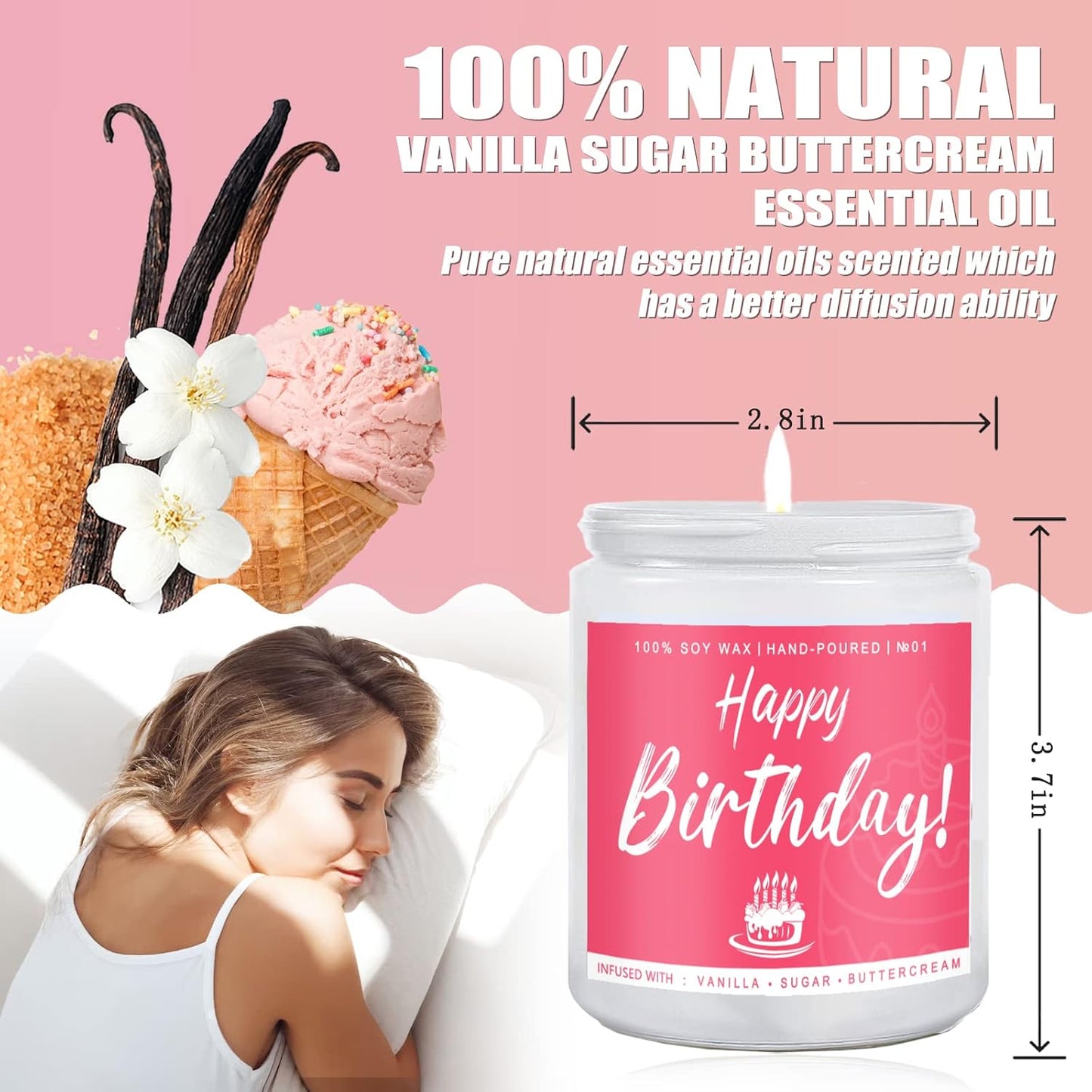 Birthday Gifts for Women, Perfect Birthday Present, Funny Presents for Mom, Friends, Wife, Sister, 7oz Vanilla Cream-Scented Candle