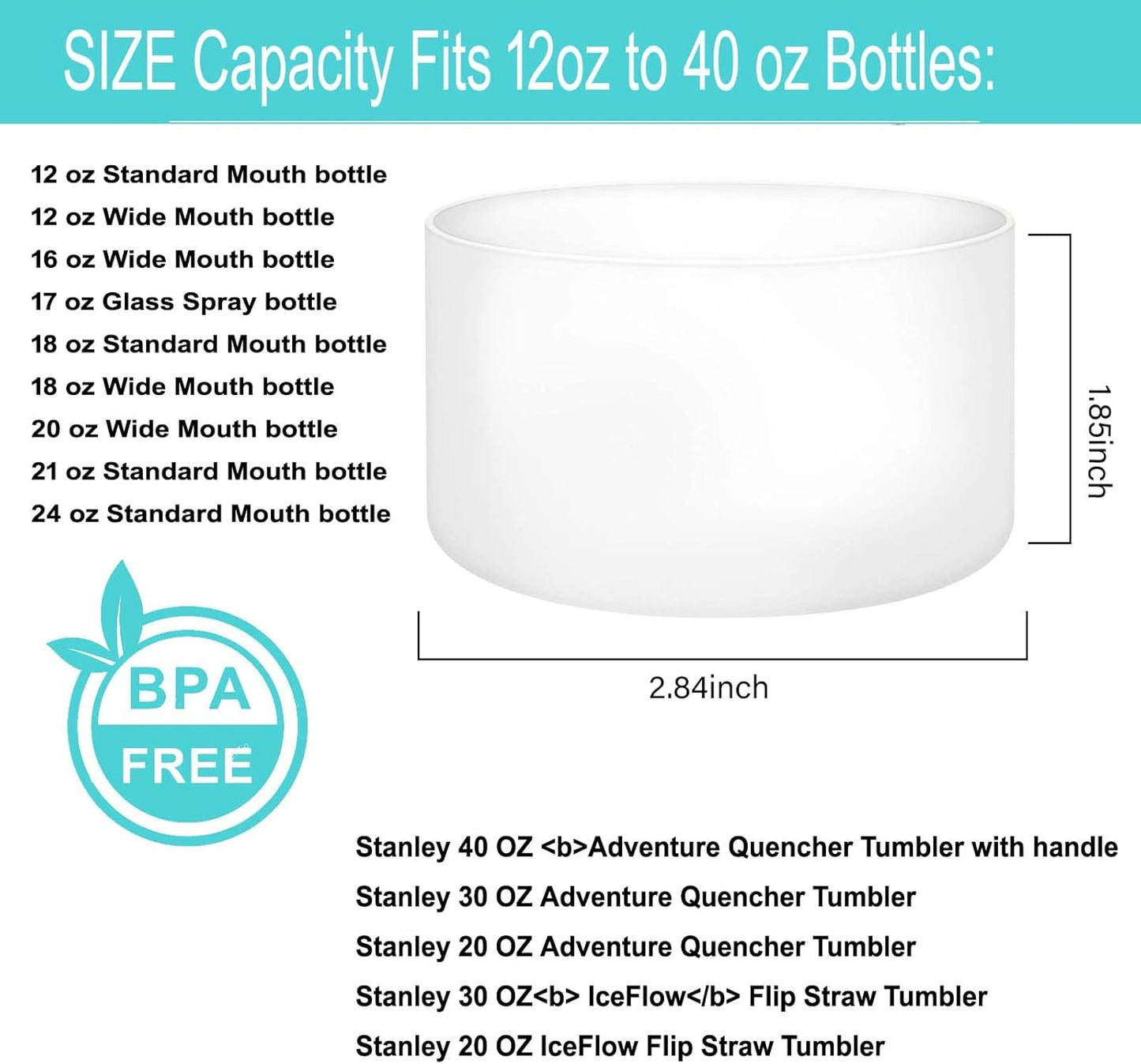 QIANHAI Protective Silicone Boots for Stanley Quencher Adventure 40oz Tumbler & IceFlow 30oz 20oz -Sport Water Bottle Bottom Sleeve Fits Hydro Flask -Stanley Cup Accessories (1Clear)