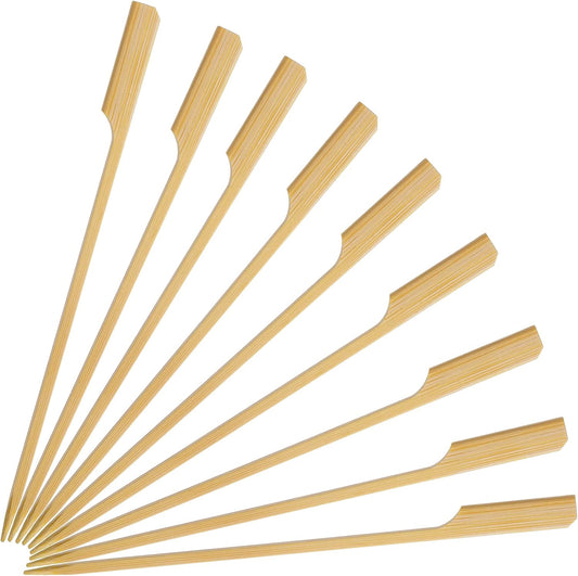 Minisland Premium 7 Inch Square Large Bamboo Paddle Skewers for Appetizers Fruit Kabobs Sandwiches BBQ Grill Food Sticks 3mm Thick 100 Counts -MSL163