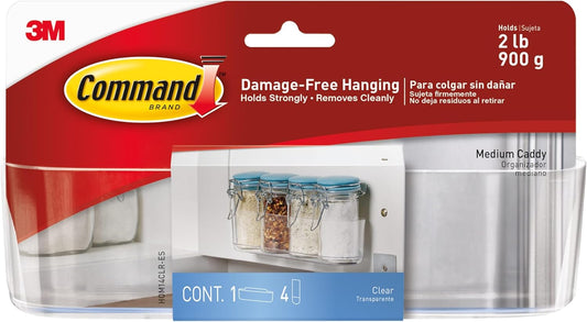 Command Medium Caddy, Holds up to 2 lb, 7.5" x 2.1" x 2.1", 1 Caddy with 4 Command Strips, Damage Free Organization Wall Mount to Cabinet, Kitchen, Pantry, Closet, or Under Sink