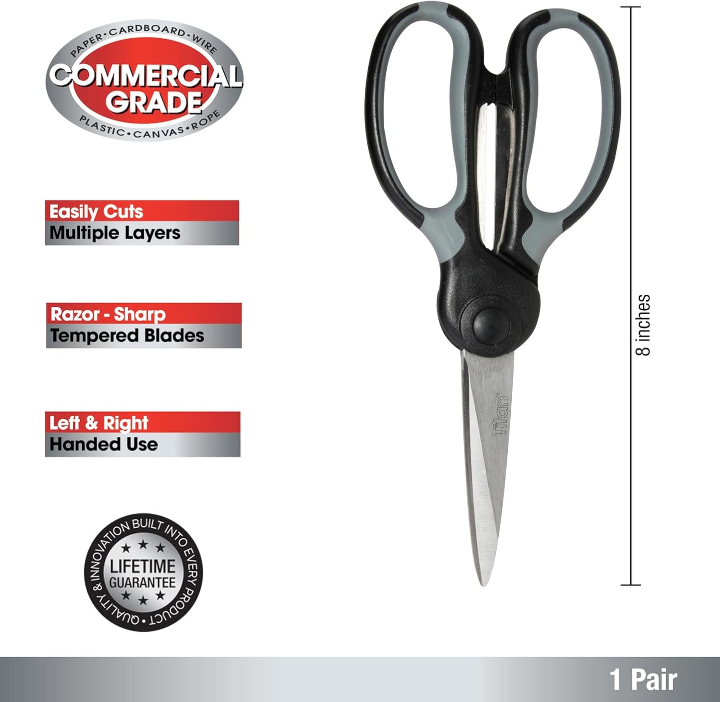 Titan Industrial Grade Heavy Duty Scissors Multipurpose Shears for Sewing and Crafting Durable Easy to Use Stainless Steel Blades with Comfortable Handles for Reliable Precision Cutting