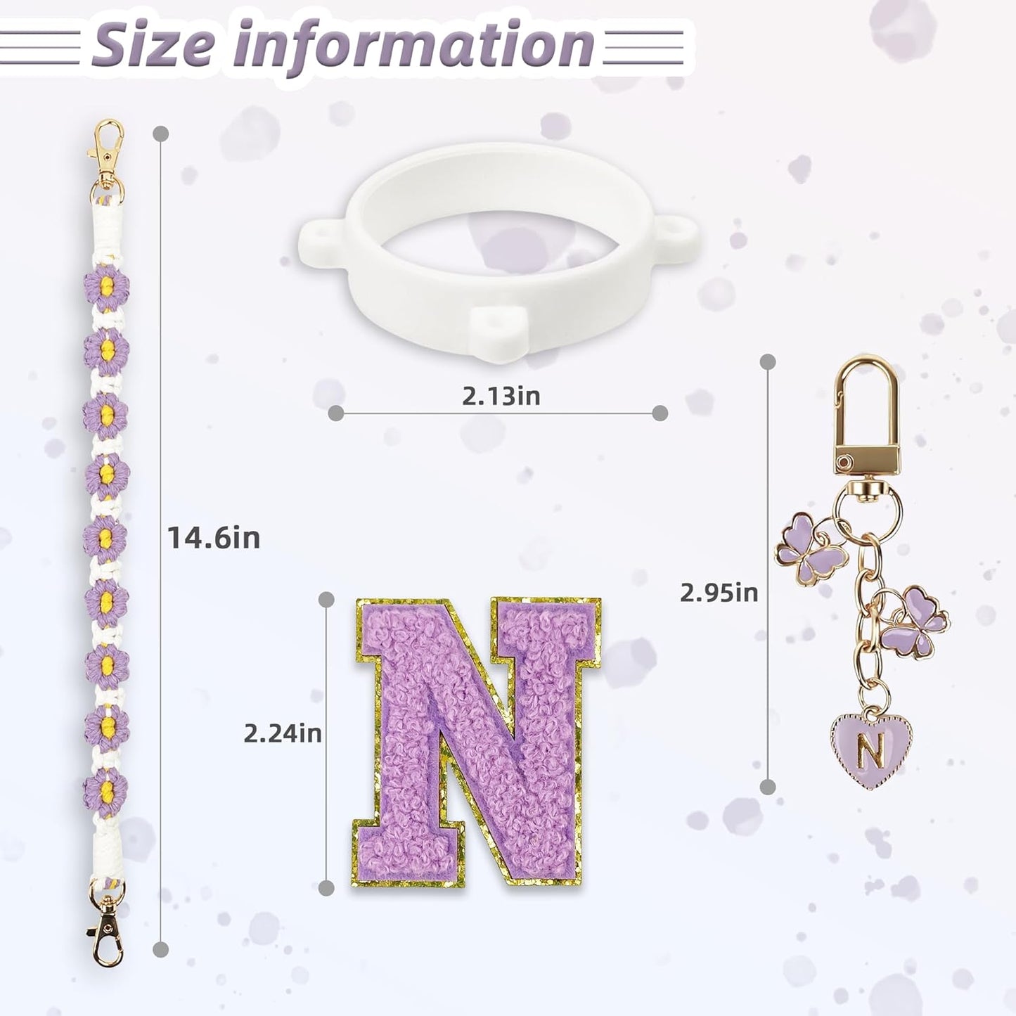 Cute Letter Charm Set Compatible with Owala Water Bottle 24 oz, 32 oz, 40 oz, Owala Kids, Owala Coffee Tumbler, Owala FreeSip – Includes Handle Strap, for Owala Accessories & Stanley Cup Accessories