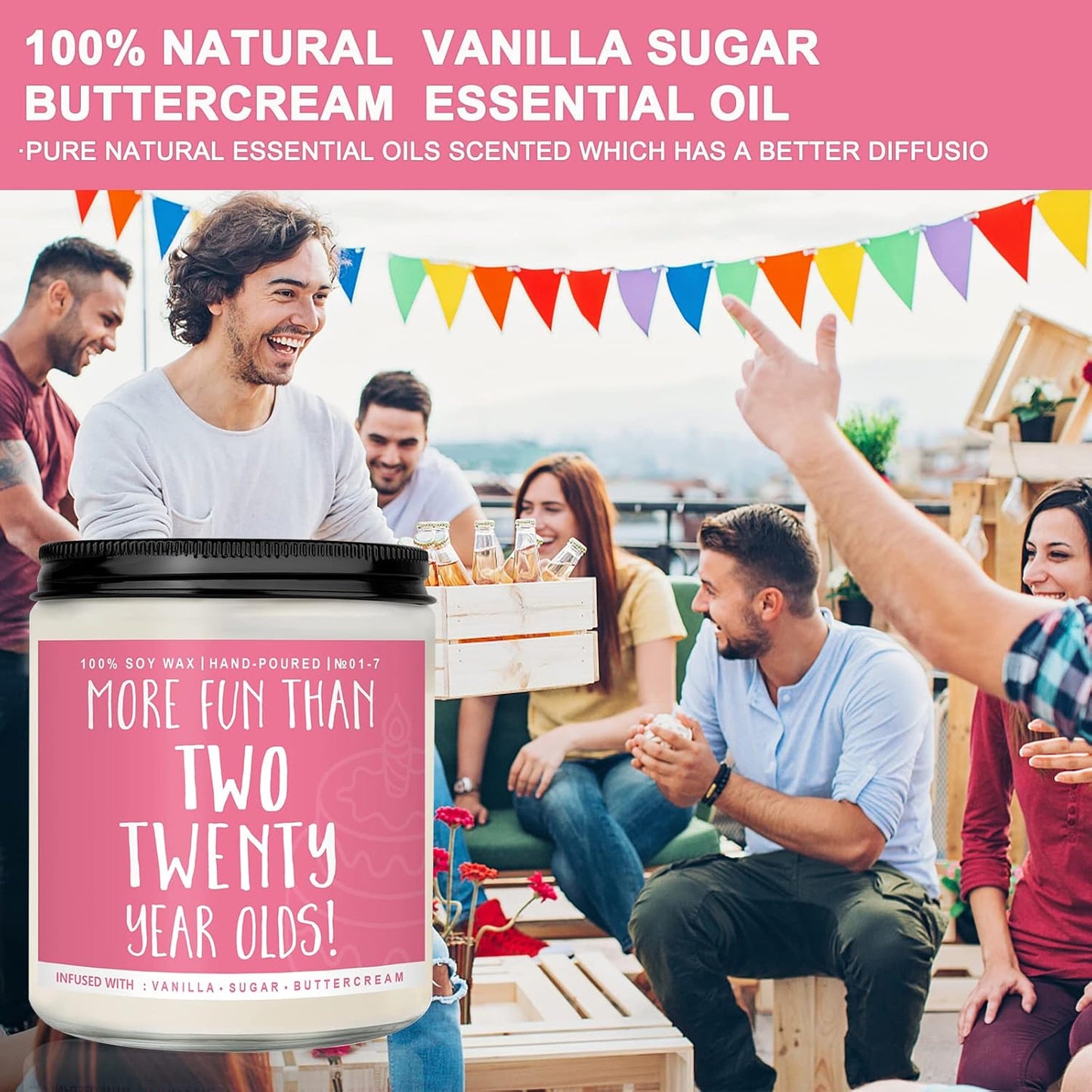 40th Birthday Gifts for Women, Perfect Birthday Present, Funny Presents for Mom, Friends, Wife, Sister, 7oz Vanilla Cream-Scented Candle