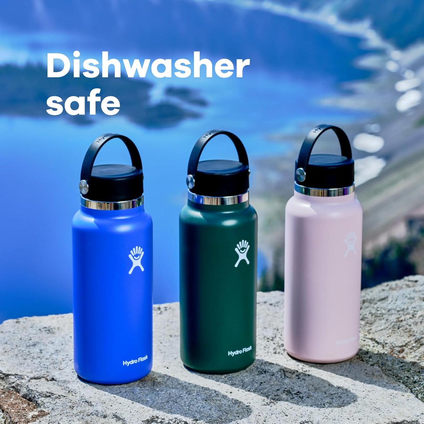 Hydro Flask Water Bottle - Insulated Stainless Steel - Wide Mouth Flex Lid, Non Spill, Leakproof and Refillable in 20 Oz