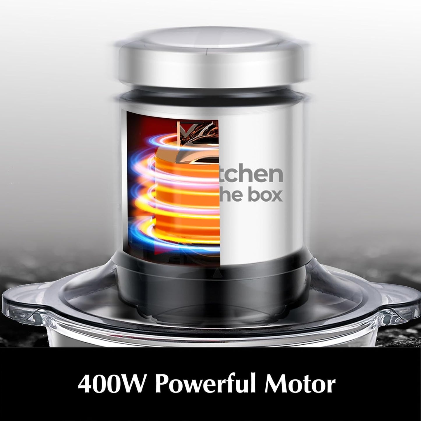 Kitchen in the box Food Processor, Electric Meat Grinder & Food Chopper with 400W Powerful Veggie Chopper-2 Bowls（8 Cup+8 Cup） & 2 Bi-Level Blades for Meat/Fish/Vegetable/Baby Food（Sliver Button）